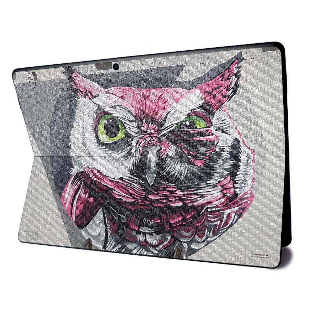 Premium Carbon Fiber Skin for Microsoft Surface Pro X - Owl Wink Design | Textured Matte Finish | Easy to Apply & Remove | Made in USA | Perfect for Work, Travel & Personalization