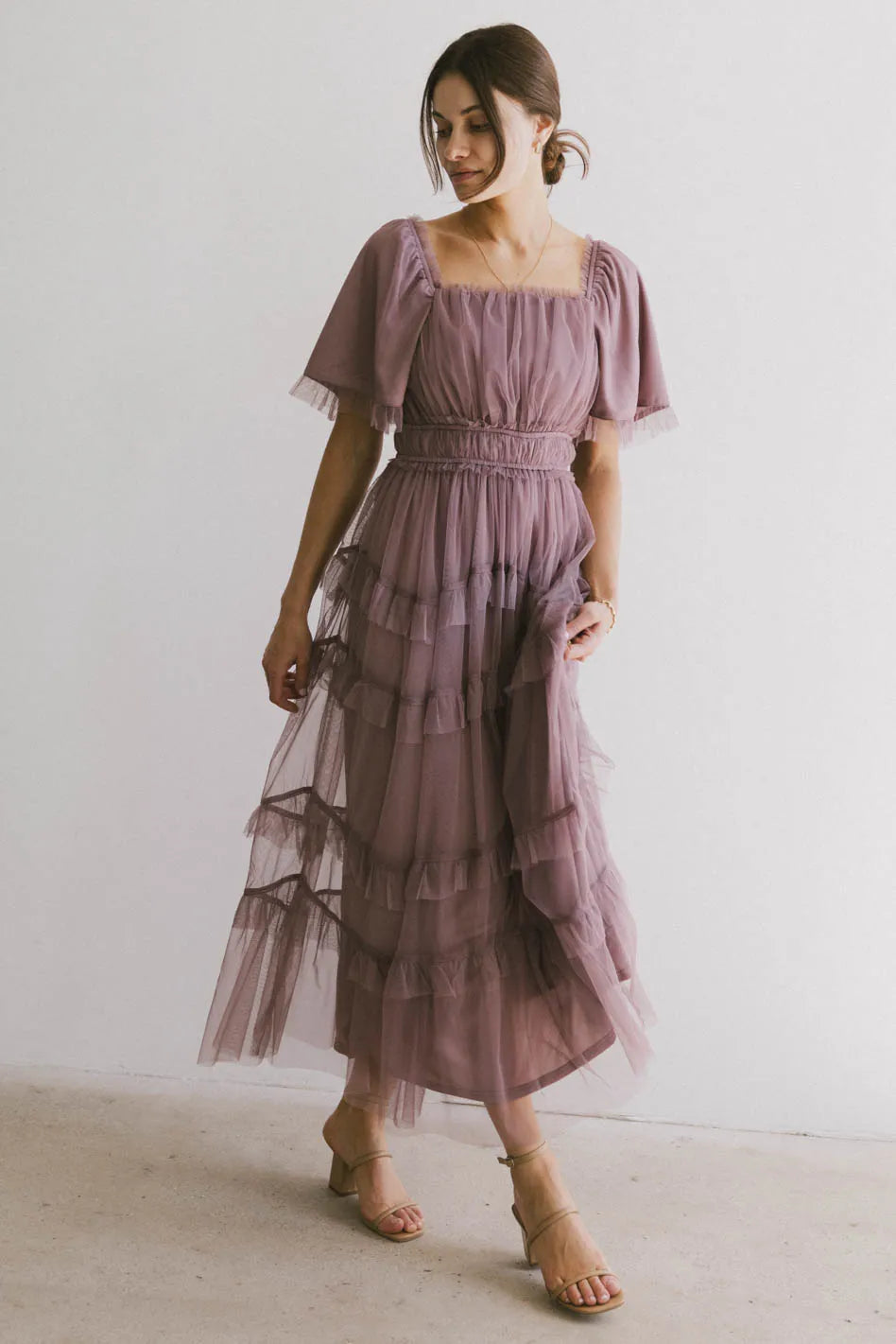 Eugena Ruffled Maxi Dress in Lavender - Flowy Long Summer Dress for Women | Beach Wedding, Vacation, Date Night Outfit