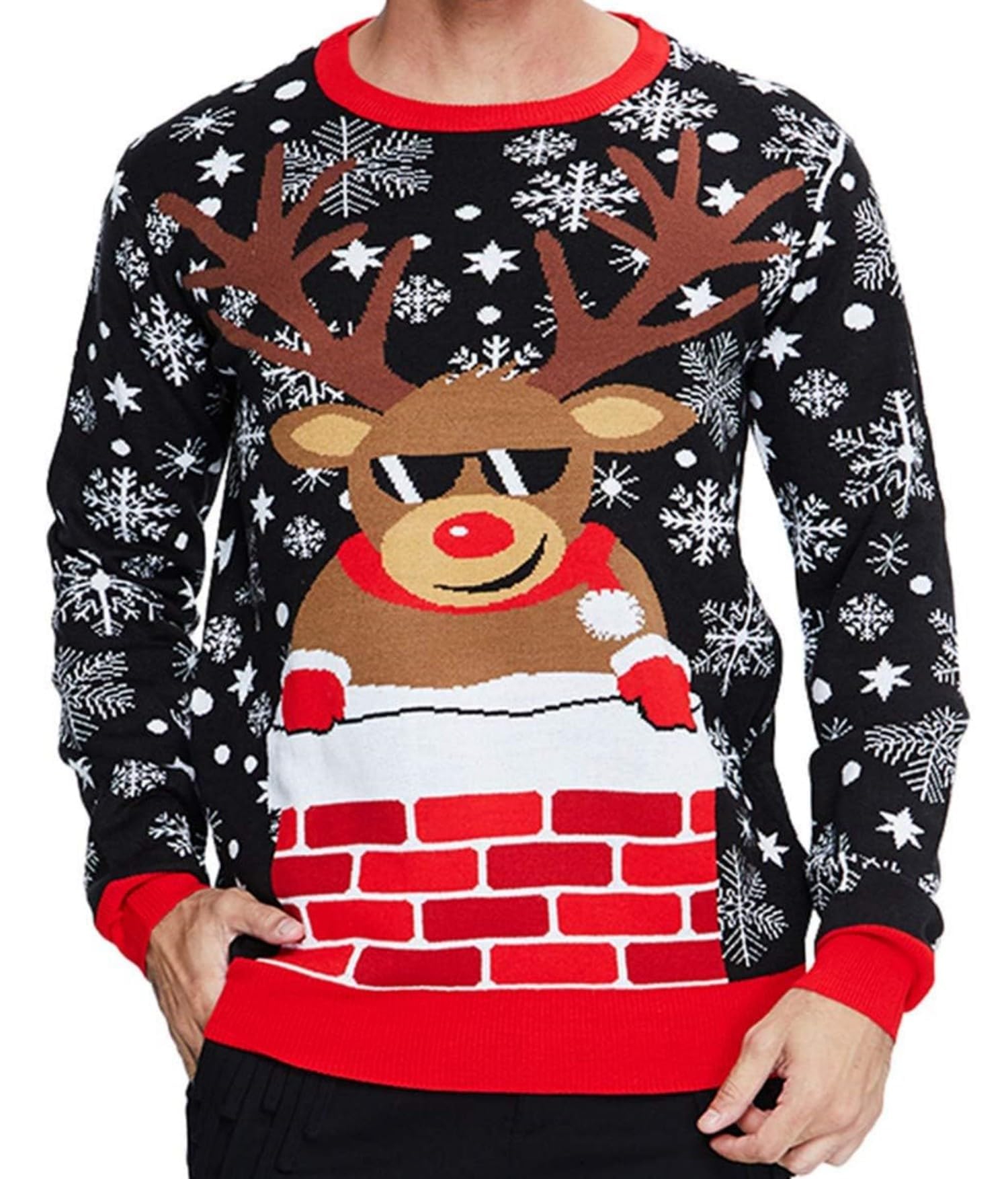 Funny Ugly Christmas Sweater for Men - Long Sleeve Knitted Holiday Pullover Jumper | Perfect for Xmas Parties, Family Gatherings & Festive Photos