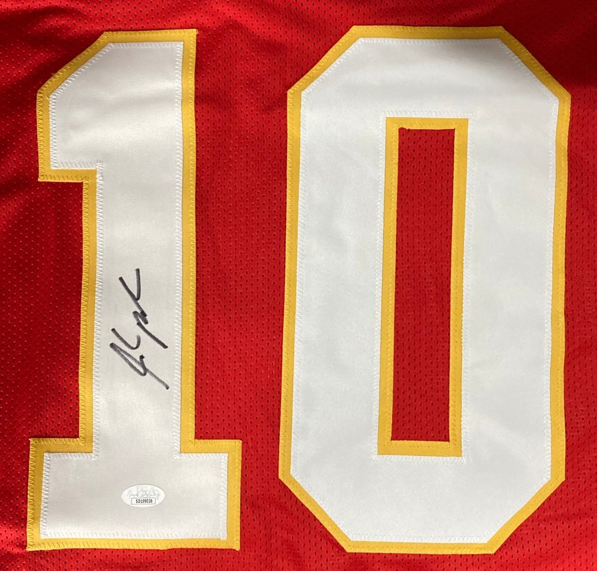Authentic Isiah Pacheco Kansas City Chiefs Signed Red Football Jersey with JSA Hologram - Perfect for Collectors, Fans, and Sports Memorabilia Displays