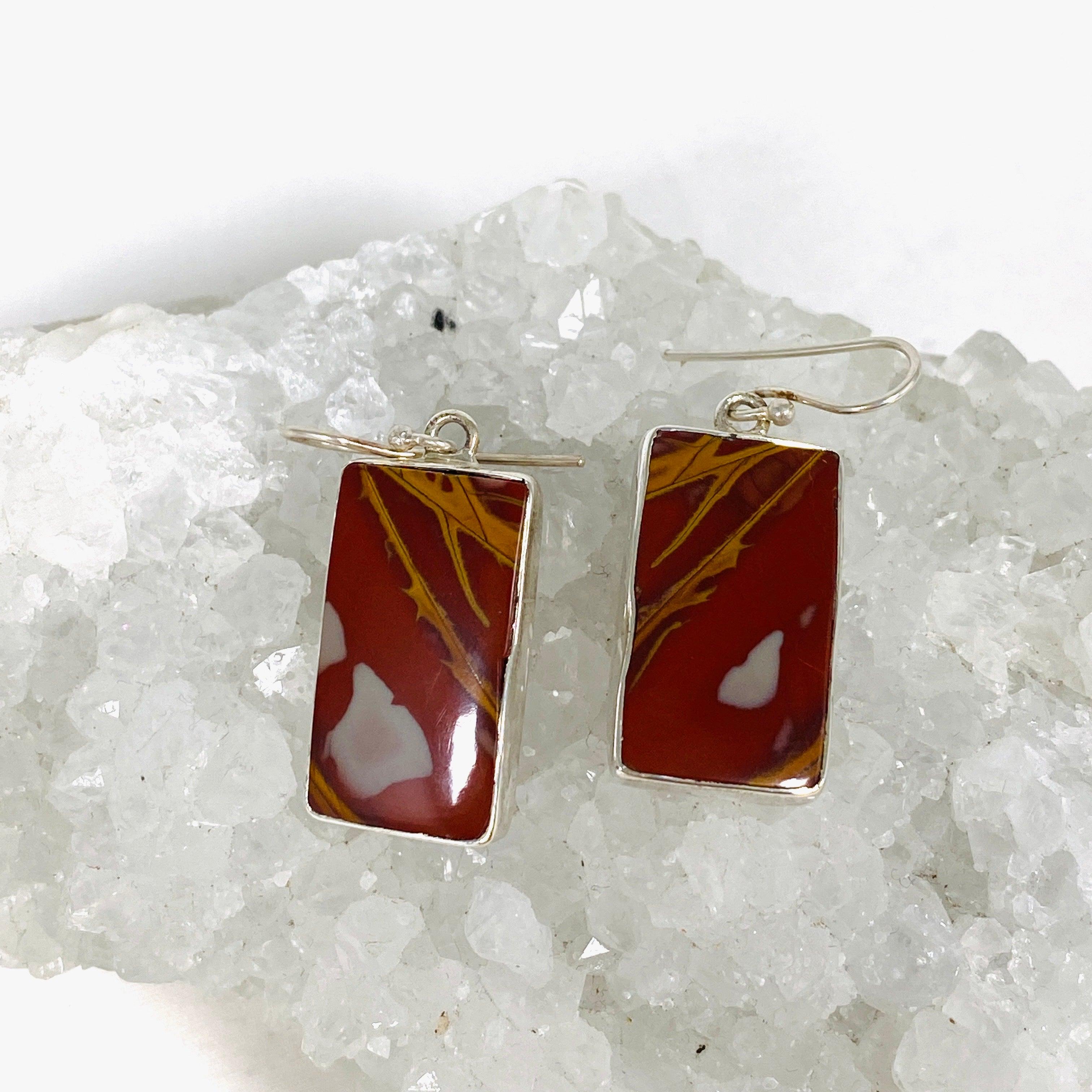 Natural Pilbara Noreena Jasper Rectangular Dangle Earrings - Handmade Gemstone Jewelry for Women - Perfect for Casual Wear, Office & Special Occasions