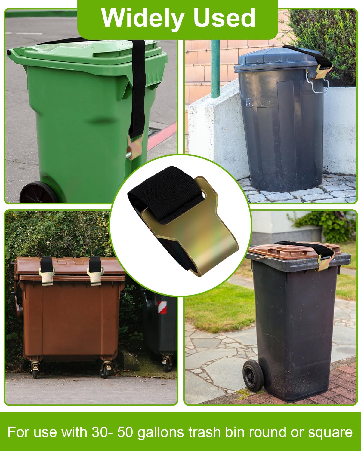 Bear Proof Trash Can Lid Lock - Universal Adjustable Garbage Bin Security Strap for Raccoons, Squirrels & Dogs | No-Drill Outdoor Trash Can Lock | Prevent Animal Intrusion & Strong Winds | Perfect for Camping, Backyards & Parks