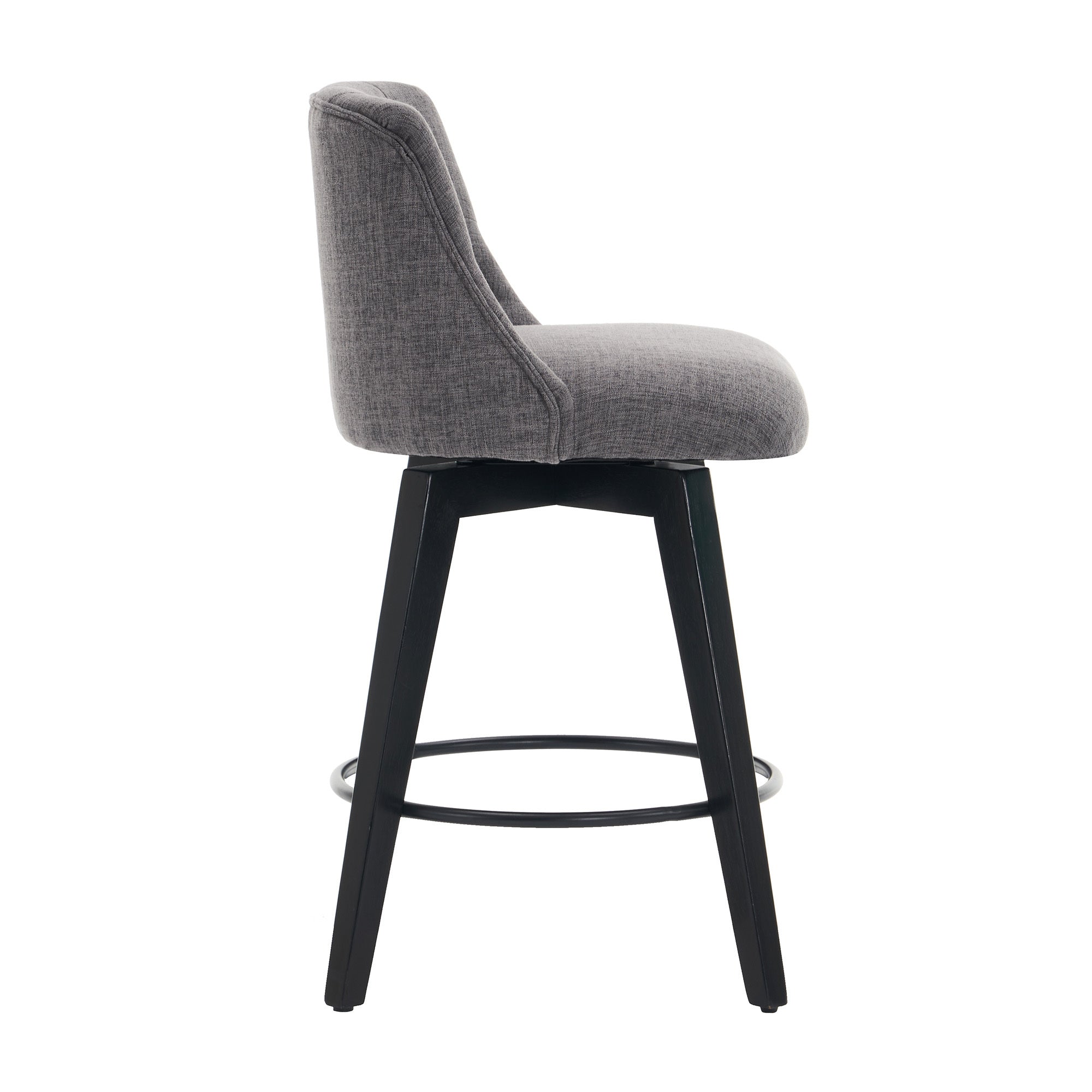 Modern 25' Swivel Bar Stools Set of 2 - Counter Height Stools with Linen Upholstery & Button Tufted Back, Solid Wood Frame for Kitchen Island, Home Bar or Breakfast Nook - Perfect for Entertaining Guests or Casual Dining