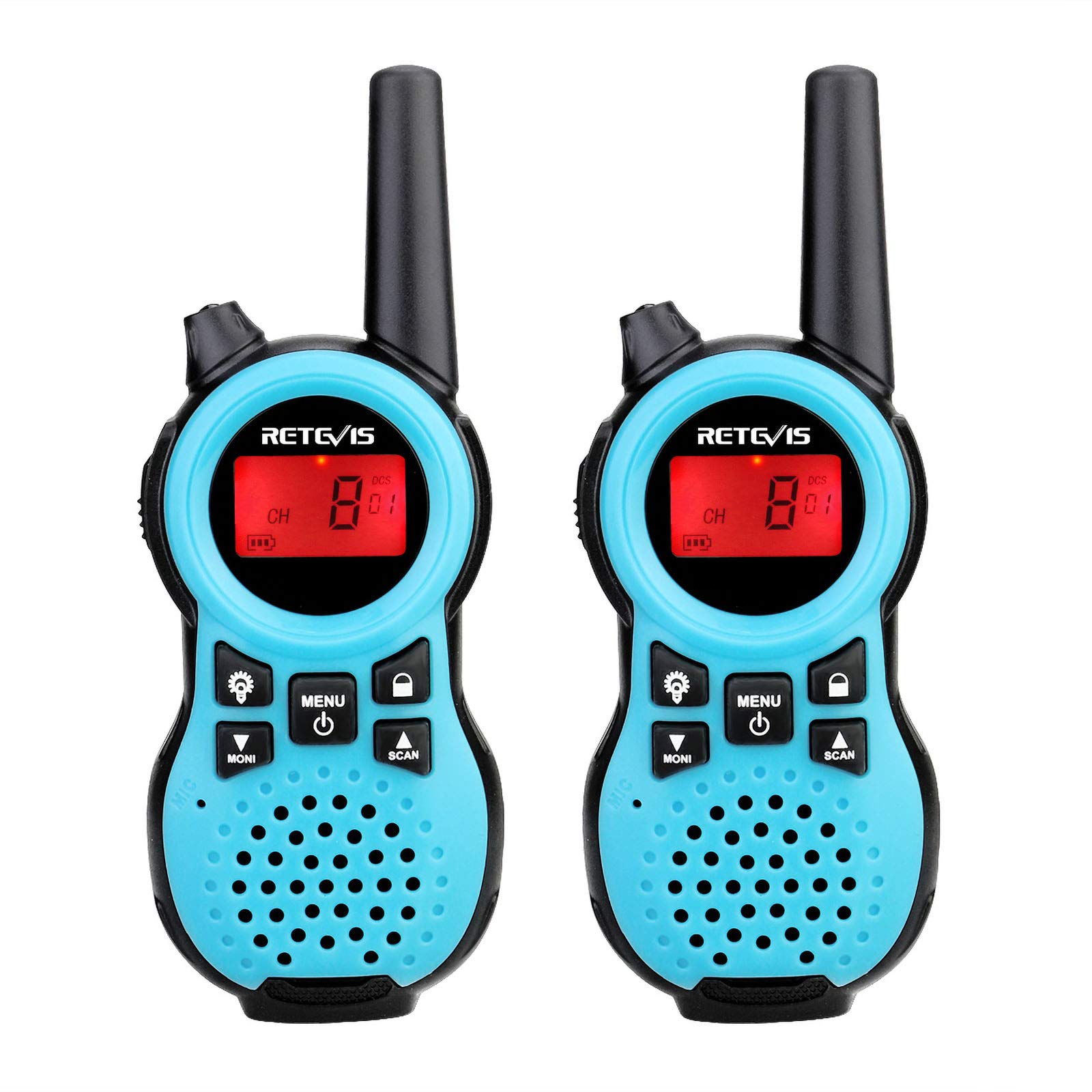 Retevis RT38 Kids Walkie Talkies - Mini Size USB Rechargeable Long Range FRS Radios for Boys & Girls Ages 6-12 - Perfect for Camping, Hiking, Outdoor Adventures & Family Games (Blue, 1 Pair)
