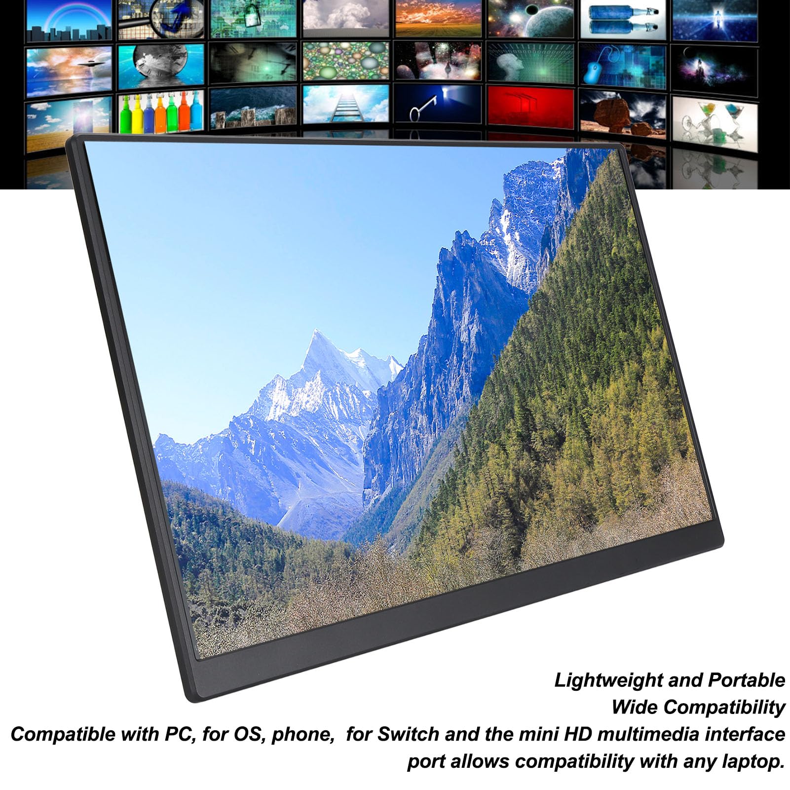 Portable 16 Inch IPS Monitor - 1920x1200 FHD USB-C External Display with HDR & Eye Care, Second Screen for Laptop/PC/Phone - Perfect for Gaming, Work & Travel