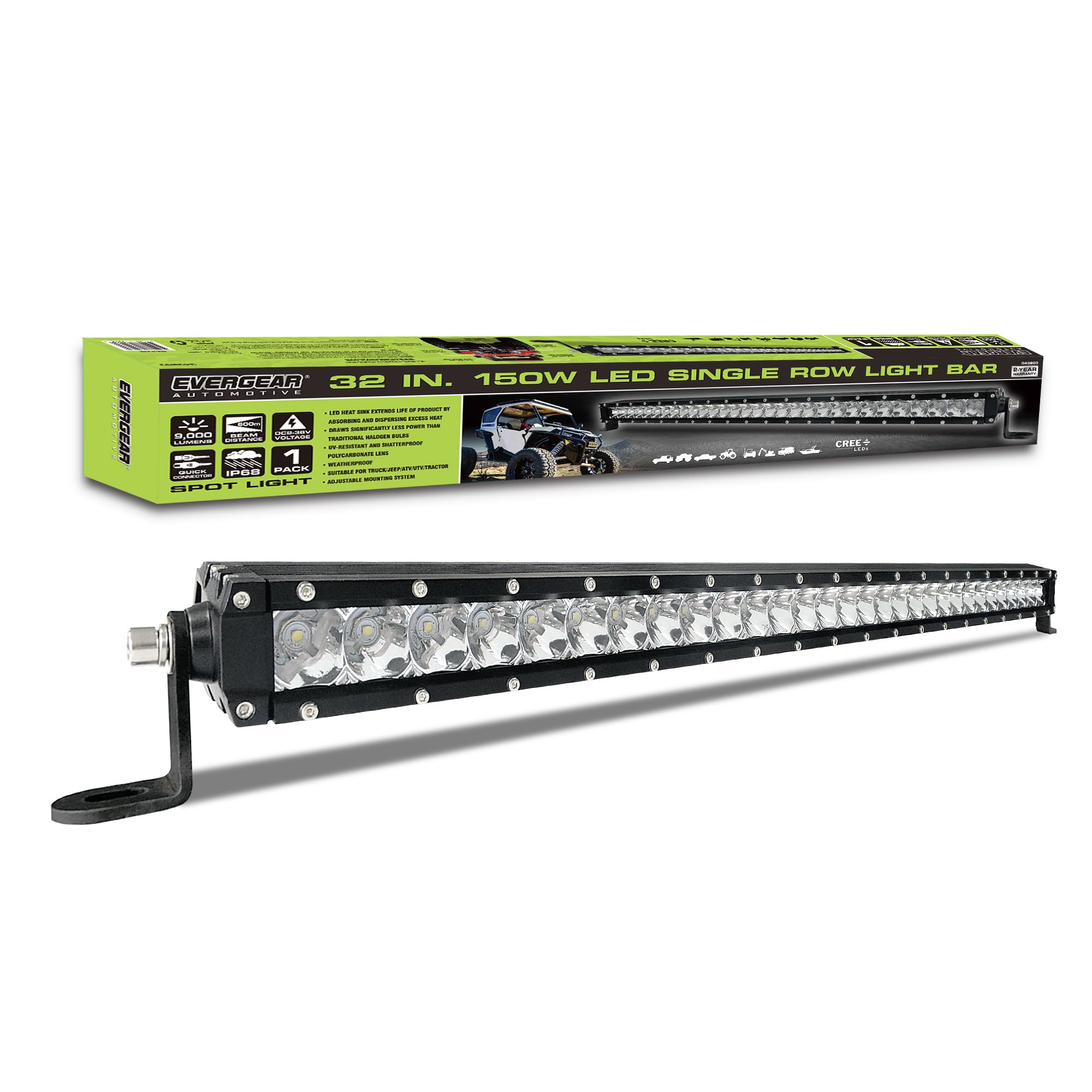 32 Inch 150W LED Spot Flood Light Bar - Waterproof Off Road Driving Lights with Flood Beam for Trucks, Jeeps, ATVs, UTVs, Tractors & Boats (12-60V) - Perfect for Night Off-Roading, Camping & Emergency Lighting