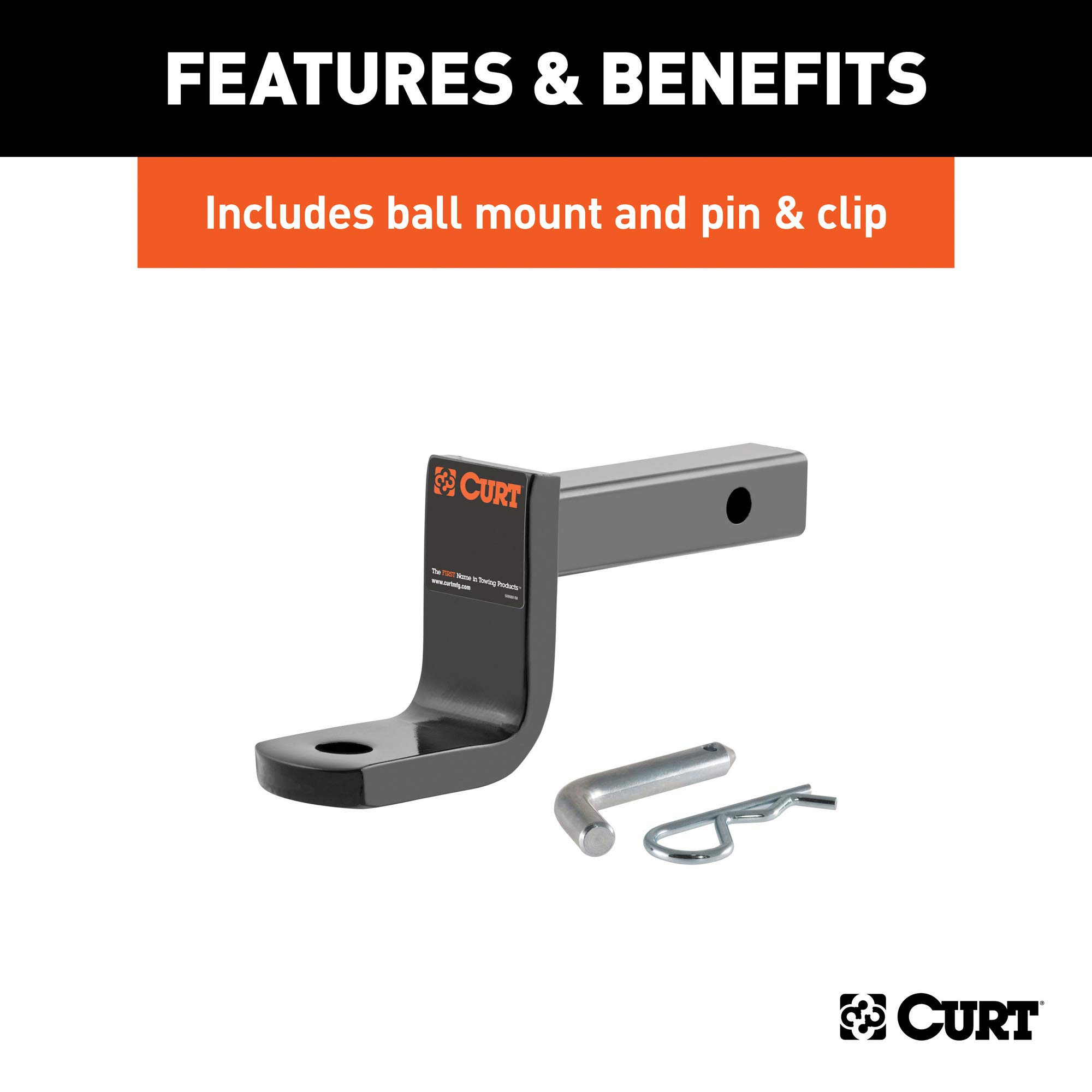 CURT 117293 Class 1 Trailer Hitch with Ball Mount - 1-1/4 Inch Receiver for Mazda Miata - Perfect for Towing Small Trailers, Bikes & Cargo Carriers
