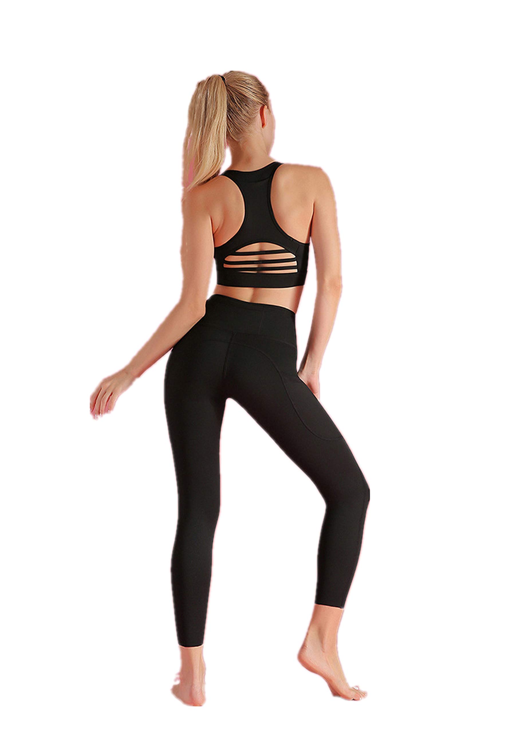 Women's High Support Sports Bra with Back Pocket - Breathable Yoga Bra for Running, Gym & Workouts - Perfect for Active Lifestyles