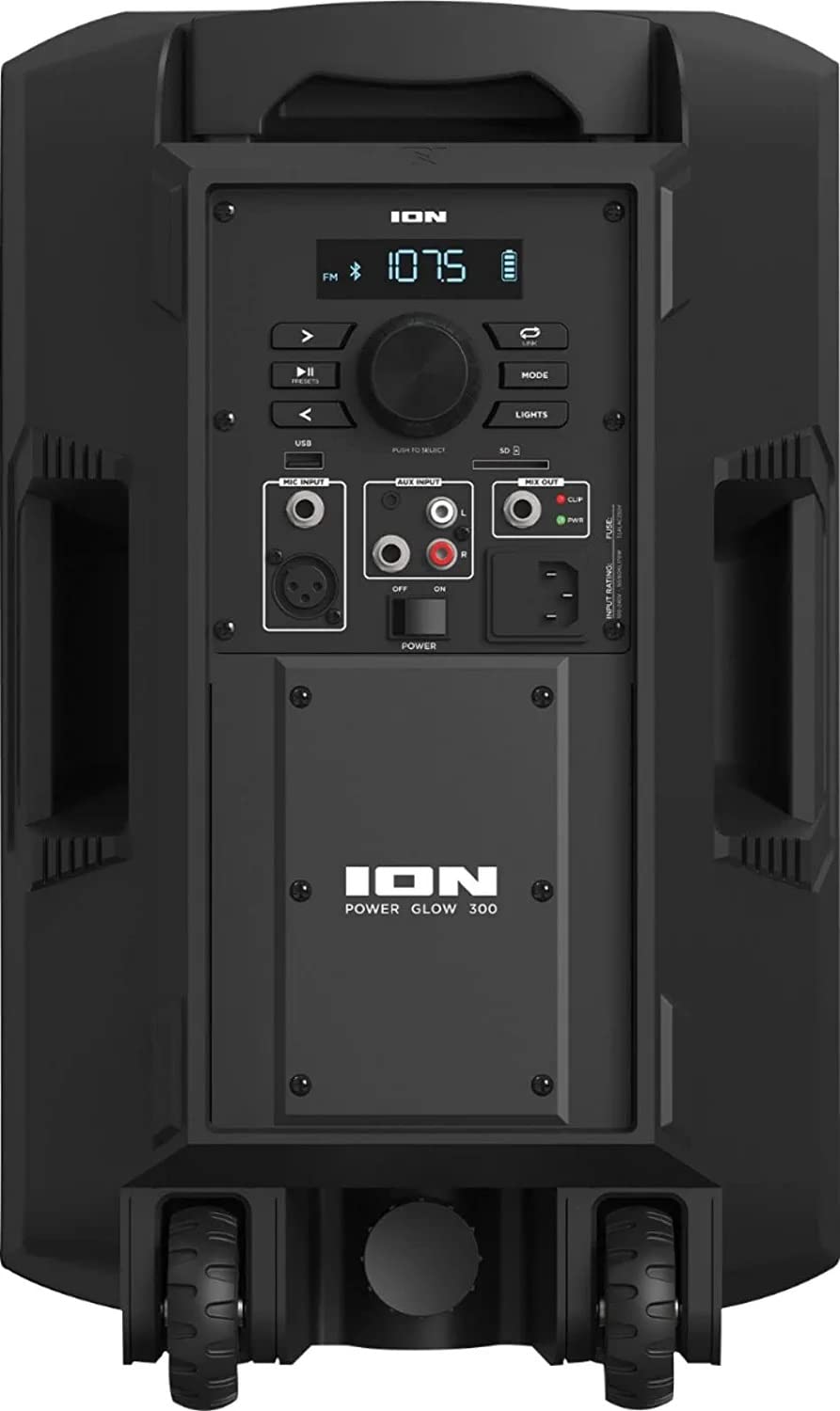 ION Audio Power Glow 300 Portable Bluetooth Speaker with LED Lights - 300W Rechargeable Battery-Powered Sound System with Built-in Handles & Wheels (Renewed) - Perfect for Outdoor Parties, Camping & Home Entertainment