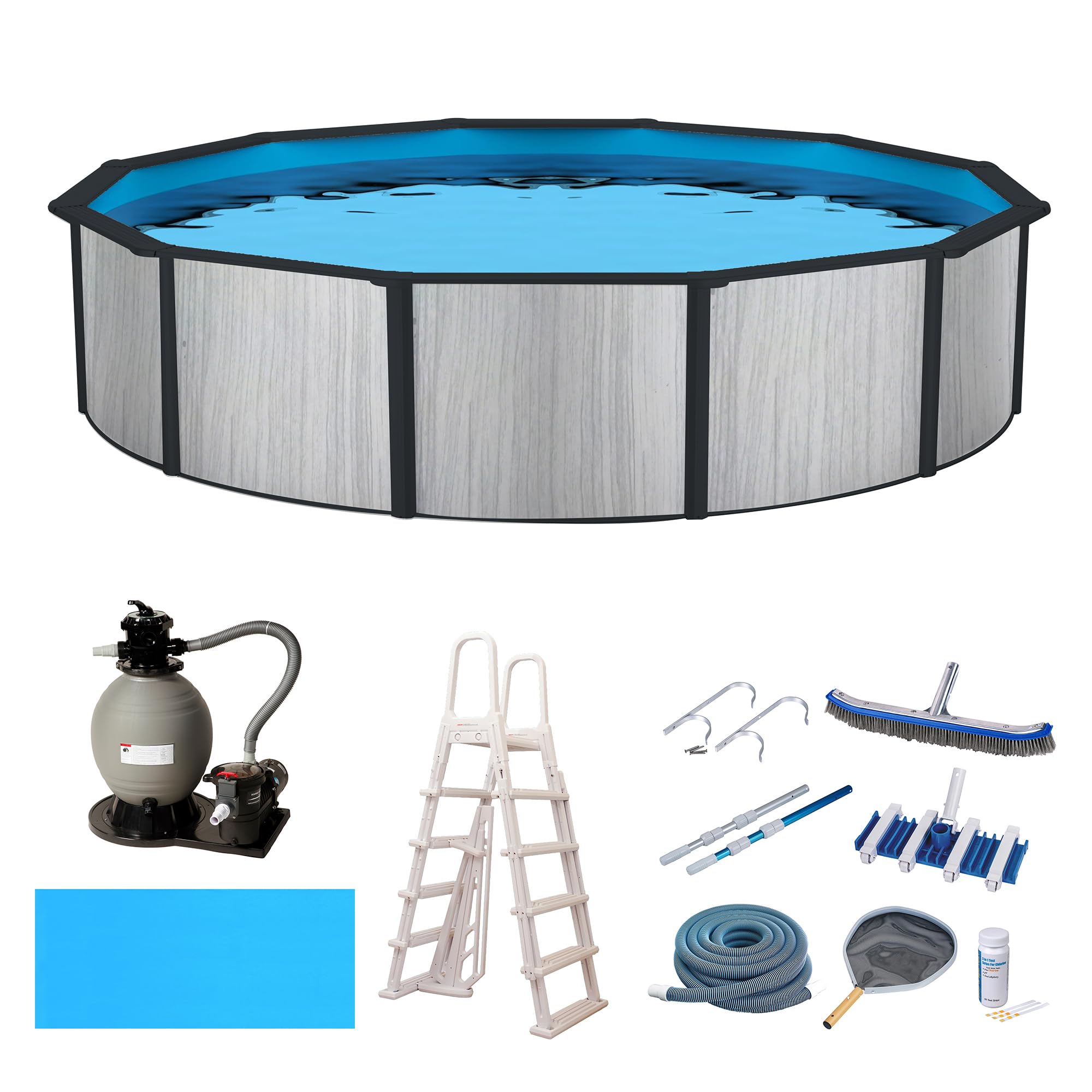 Blue Wave Savannah 24-ft Round 52-in Deep Hybrid Above Ground Pool Package for Family Backyard Fun and Summer Relaxation