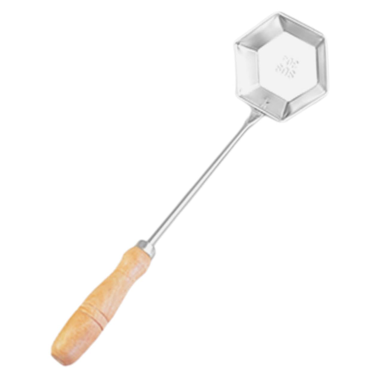 POPETPOP Stainless Steel Frying Spoon - Nonstick Flat Pancake & Pastry Turner with Wooden Handle - Perfect for Home & Restaurant Cooking - Ideal for Flipping Pancakes, Eggs & Burgers