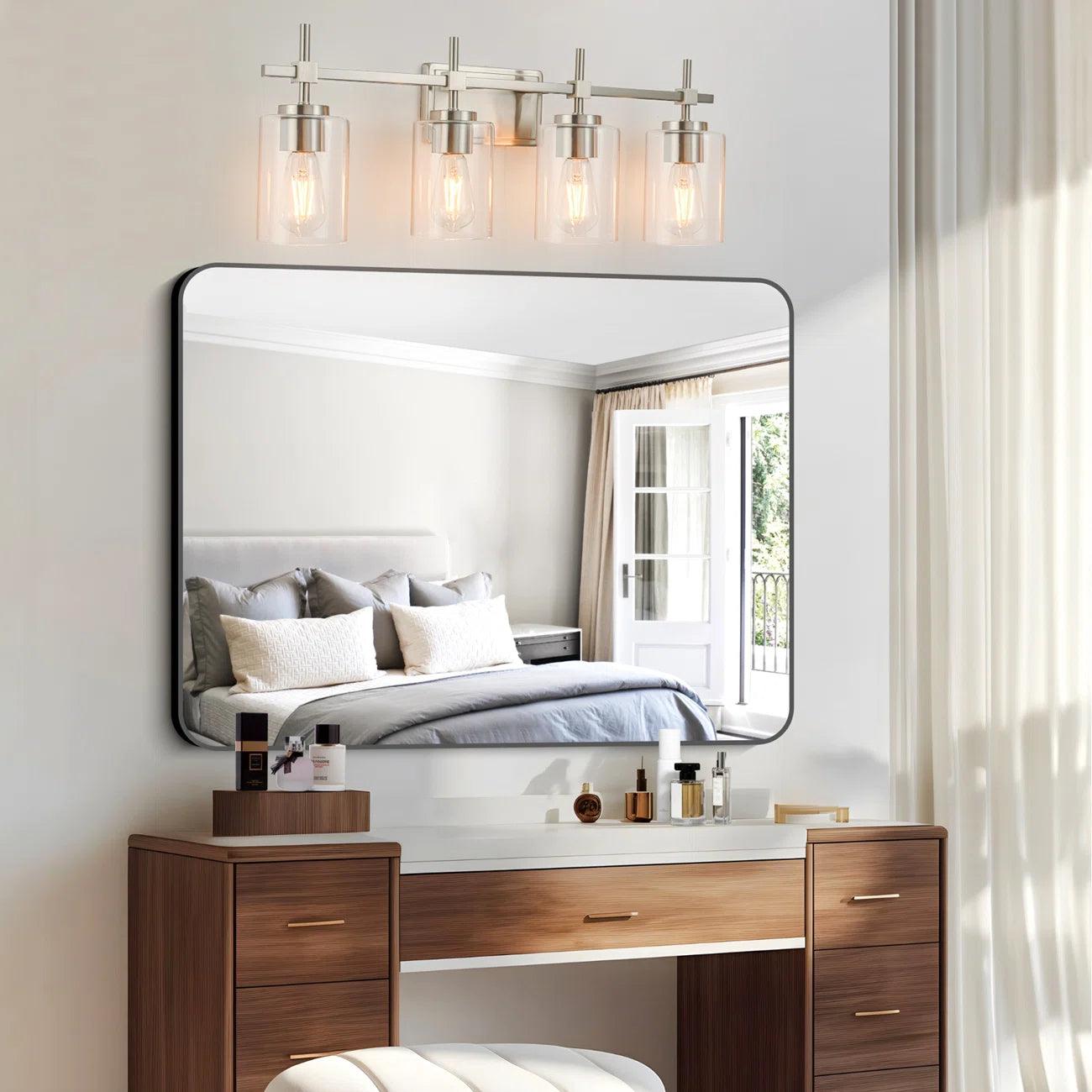 Jasper Modern 4-Light Clear Glass Bathroom Vanity Light Fixture - Perfect for Bathroom, Powder Room, and Dressing Area Lighting