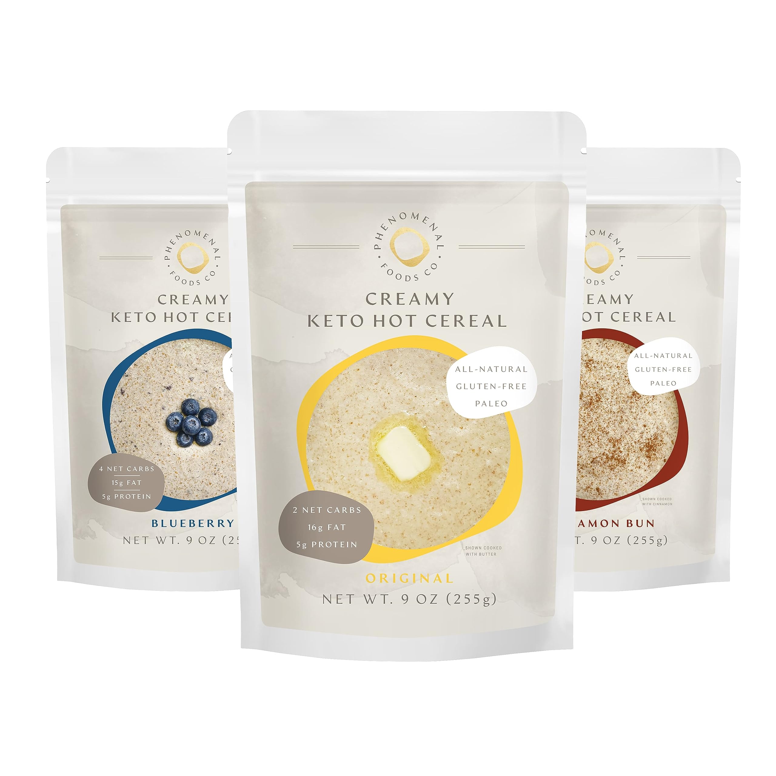 Phenomenal Foods Co Creamy Keto Hot Cereal® Original - Low Carb Farina - Unsweetened - Gluten Free & Grain Free - Paleo Friendly - Diabetic Safe - High Protein Vegan Breakfast Cereal for Weight Loss & Healthy Lifestyle | Perfect for Keto Diet, Busy Mornings & On-the-Go Nutrition
