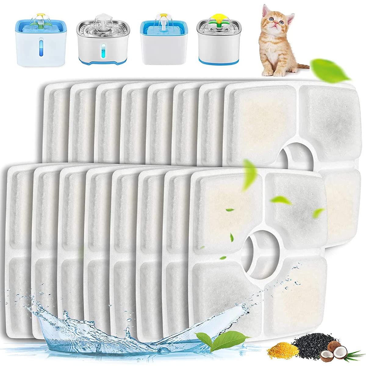 Premium 12-Pack Cat Water Fountain Replacement Filters - Triple Filtration System for 84oz/2.5L Automatic Pet Water Dispensers - Compatible with Dog Drinking Fountains - Ideal for Multi-Pet Homes & Busy Pet Owners