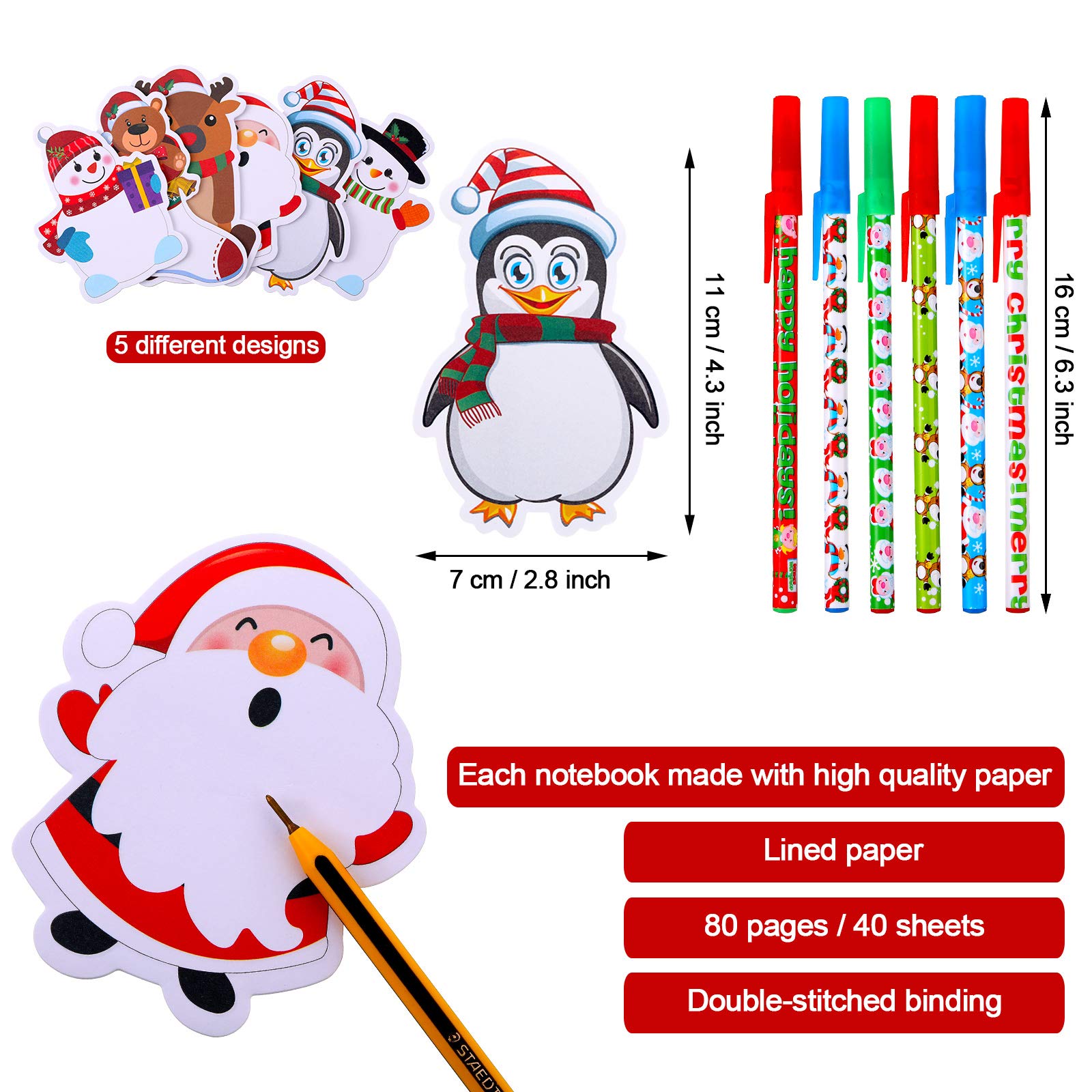 Outus 18-Piece Christmas Notepad Set - Festive Snowman Design Sticky Notes with 24 Ballpoint Pens for Office, School, Home & Holiday Planning | Self-Stick Memo Pads for Work, Study & Gift Giving