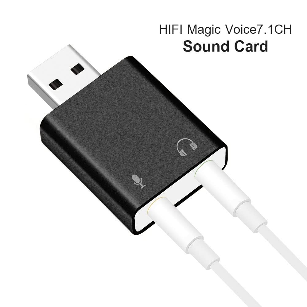 Meshiv USB Sound Card - HiFi 7.1CH External USB to 3.5mm Headphone Adapter with Stereo Audio & Mic for Laptop PC (Multi-Color) - Perfect for Gaming, Streaming & Conference Calls
