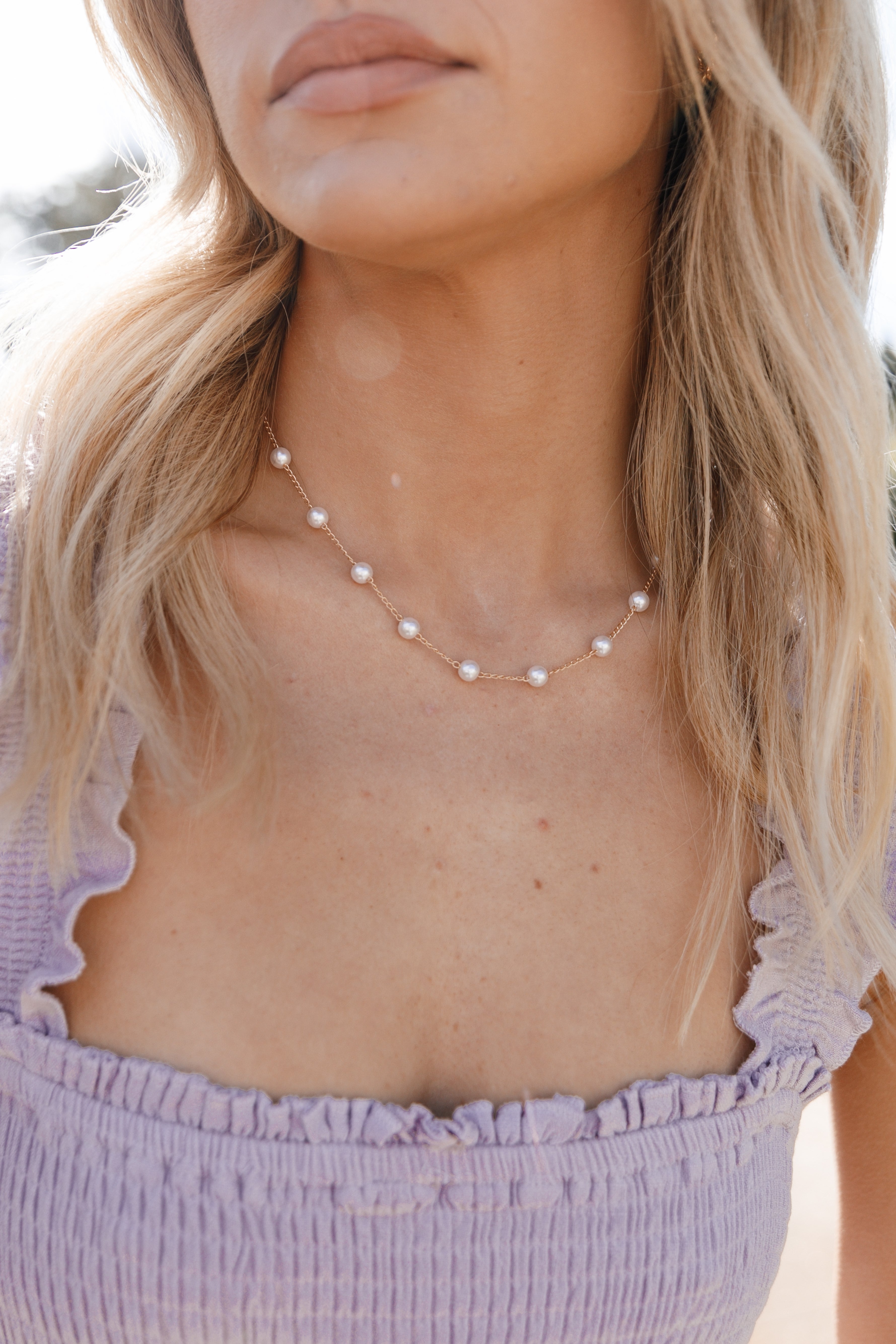 Eroque Gold Pearl Necklace for Women - Elegant Layering Jewelry for Parties, Weddings & Everyday Wear