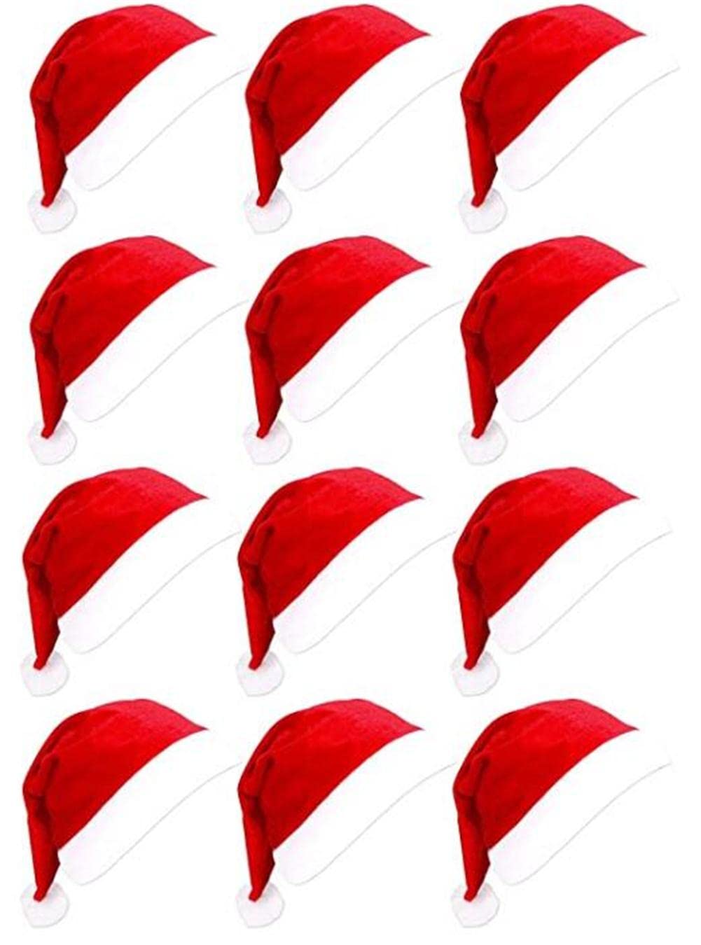 12 Pack Bulk Santa Hats - Classic Red Christmas Hats with White Fur Trim, Comfortable Holiday Costume Accessories for Christmas Parties, New Year Celebrations & Family Gatherings