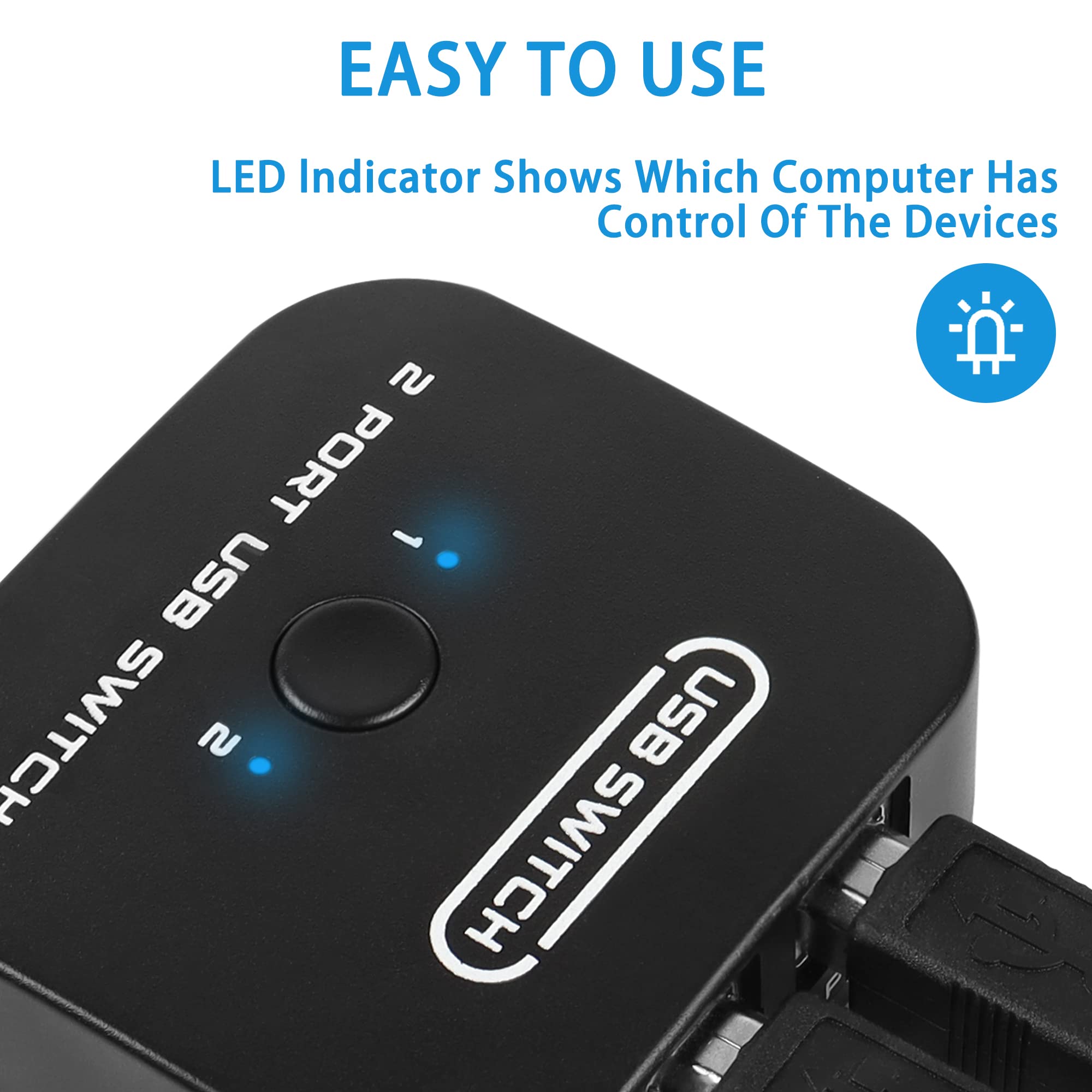 RIIEYOCA USB Printer Sharing KVM Switch - Auto Switch No Drivers Needed | Share Keyboard, Mouse & Scanner Between 2 Computers | Includes Desktop Controller & 2 USB Printer Cables (1.5M) | Perfect for Home Office & Small Business Setup