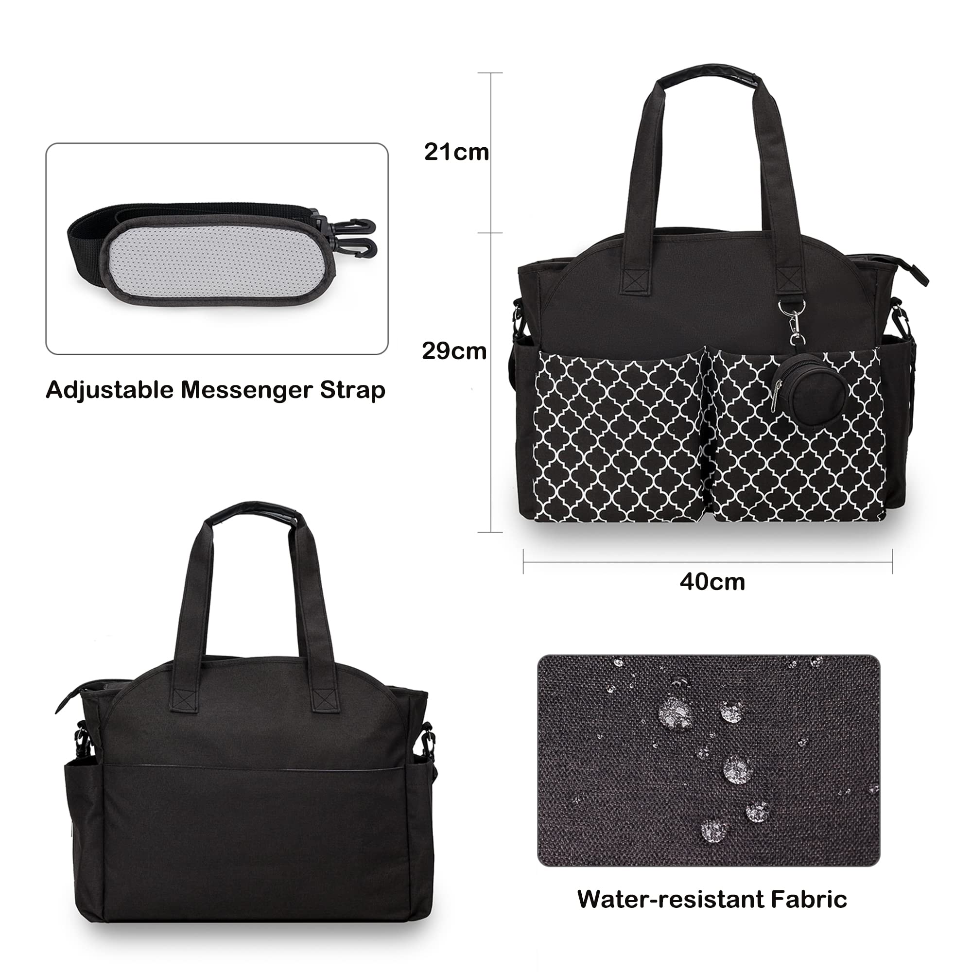 Korolev Professional Nurse Tote Bag for Women - Spacious Work Bag with Multiple Pockets - Perfect for Nurses, Healthcare Workers & Students - Durable Black Medical Bag for Hospital Shifts, Clinical Rotations & Daily Commute
