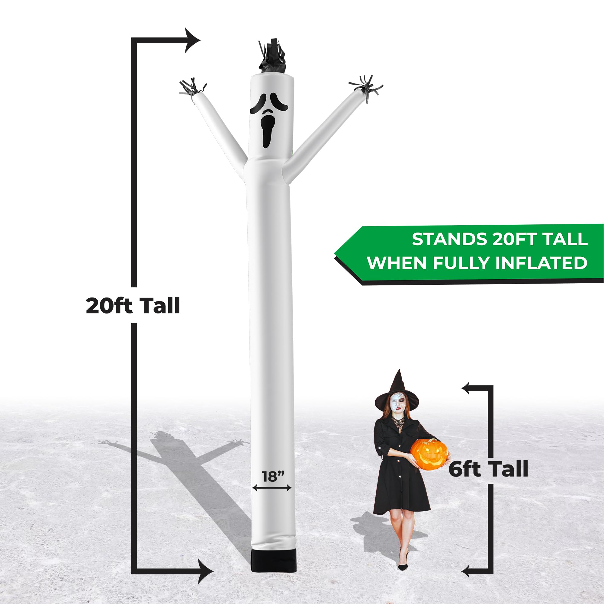 Ghost Air Dancers® Inflatable Tube Man - 10ft Halloween Decoration for Outdoor Parties, Car Dealerships & Sporting Events | Eye-Catching Waving Air Dancer for Advertising & Festive Decor