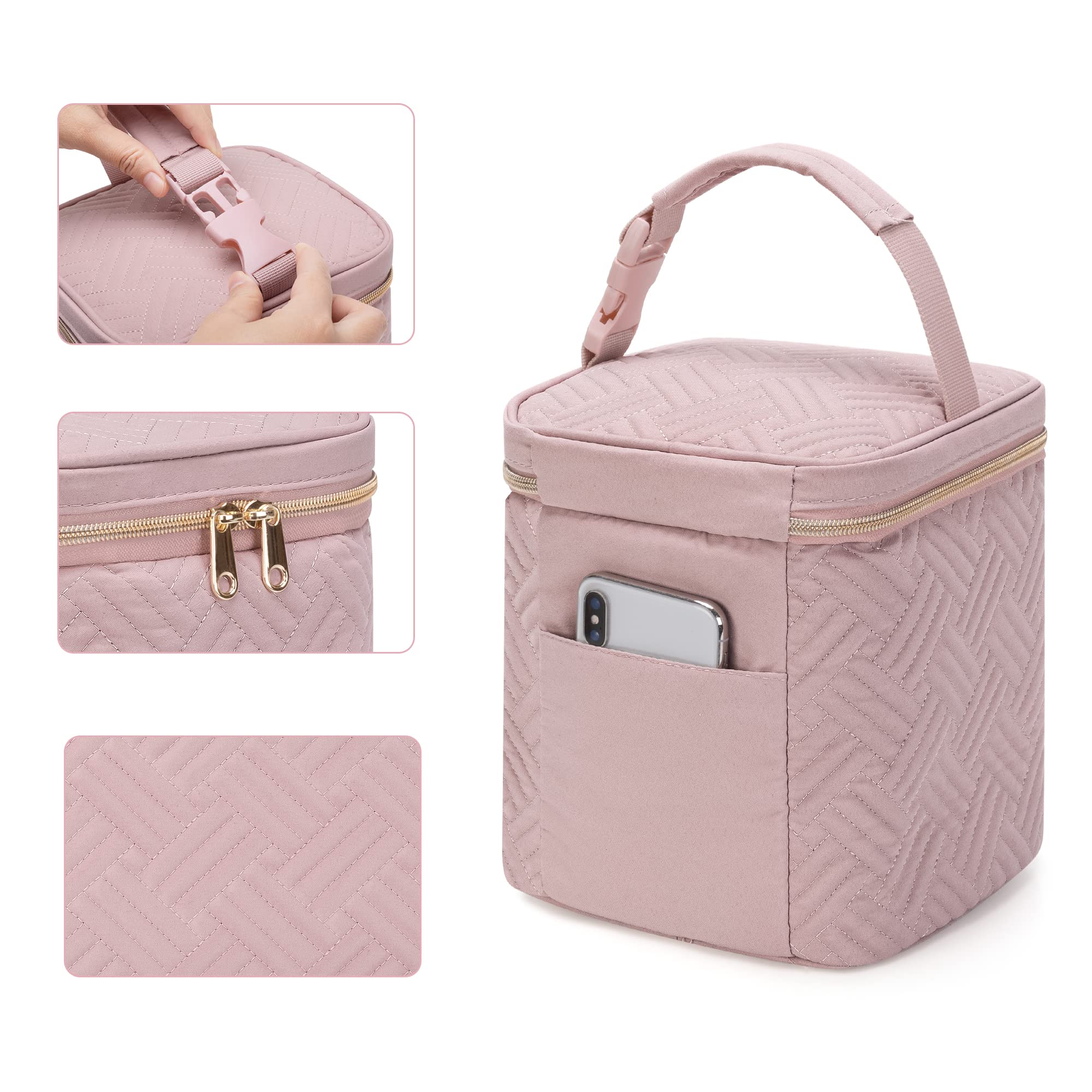 Premium Insulated Breastmilk Cooler Bag with Ice Pack - Holds 4 Large 9oz Baby Bottles | Portable Nursing Cooler for Daycare, Travel & On-the-Go Moms | Stroller-Compatible Design in Pink (Patent Pending) - Perfect for Pumping at Work, Park Outings & Family Road Trips