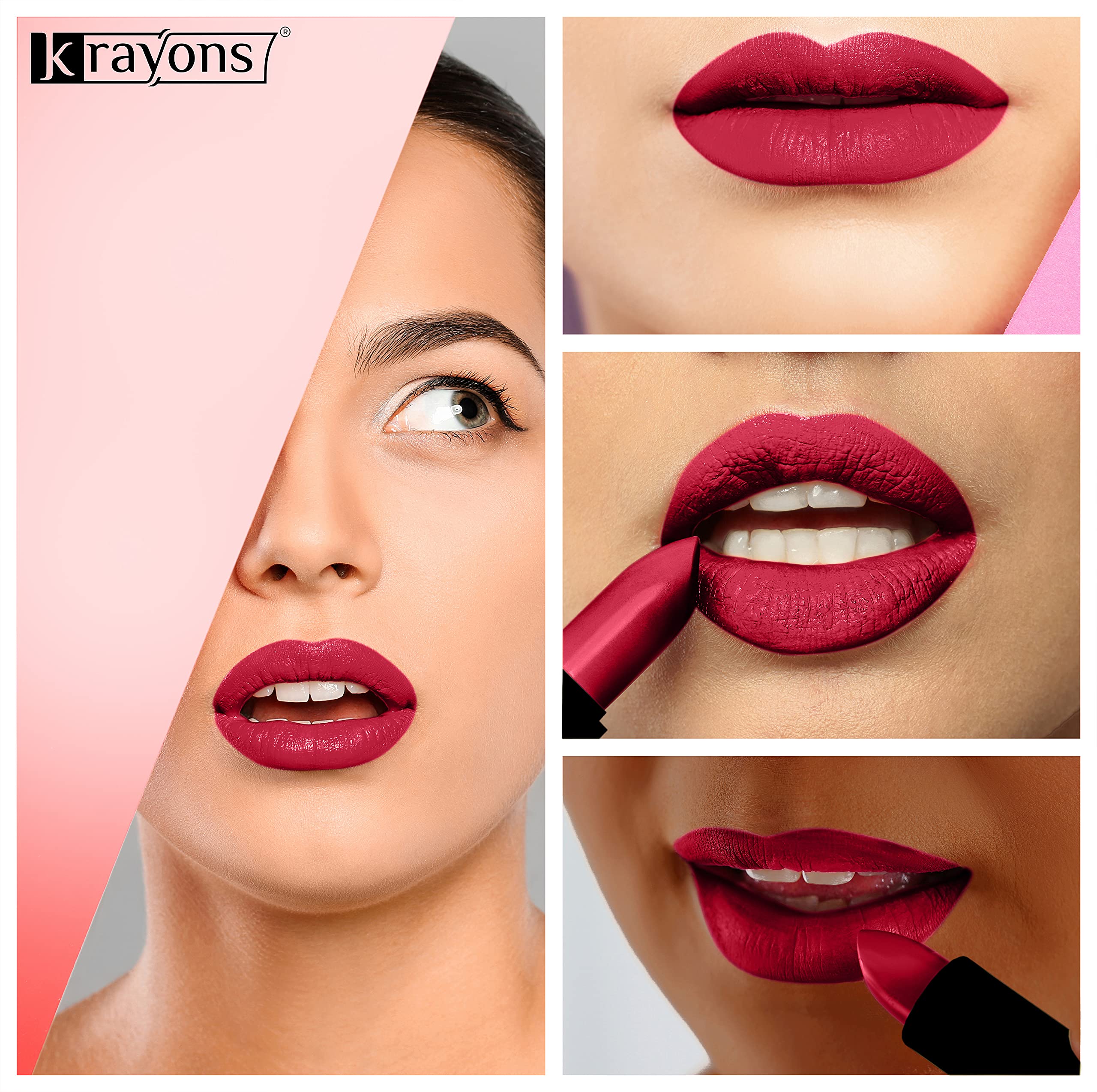 Krayons Cute Pop Moisturizing Matte Lipstick - Long Lasting, Waterproof, Non-Drying, 3.5g Each (Pack of 4) - Perfect for Everyday Wear, Date Night & Special Occasions