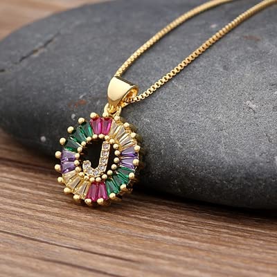 Gold Initial Letter Necklace - Personalized Name Jewelry for Women, Multicolor Charm Pendant Necklace, Eco-Friendly Gift for Girlfriend | Perfect for Birthdays, Anniversaries & Everyday Wear - Mimir Eco (J)