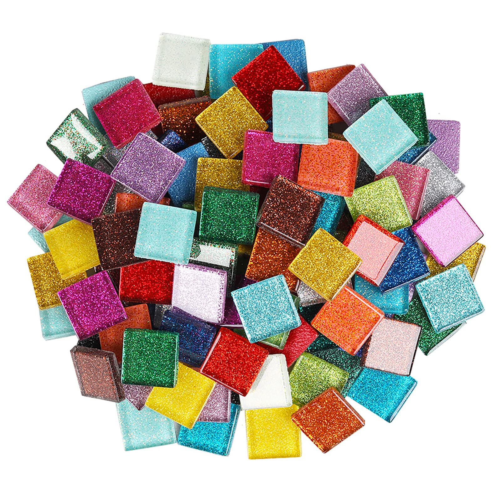 50-Piece Glitter Crystal Mosaic Tiles Kit (200g) - 2x2cm Square Mixed Color Tiles for DIY Home Decor, Crafts, Picture Frames, Flower Pots & Tableware | Perfect for Scrapbooking, Wall Art & Gift Making