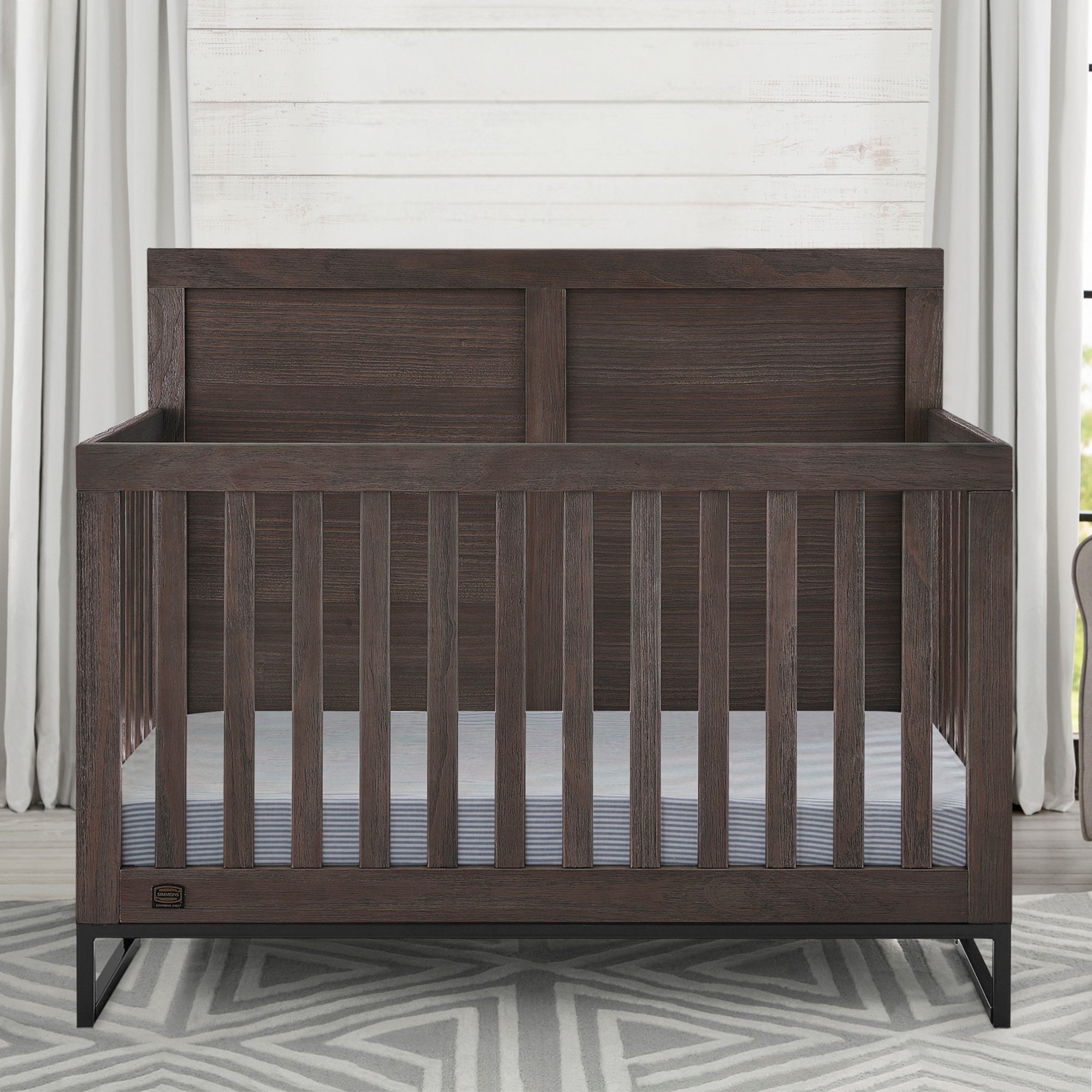 Foundry 6-in-1 Convertible Baby Crib - Toddler Bed, Daybed & Full Size Bed - Safe Nursery Furniture for Newborns to Teens - Perfect for Small Spaces & Modern Nurseries