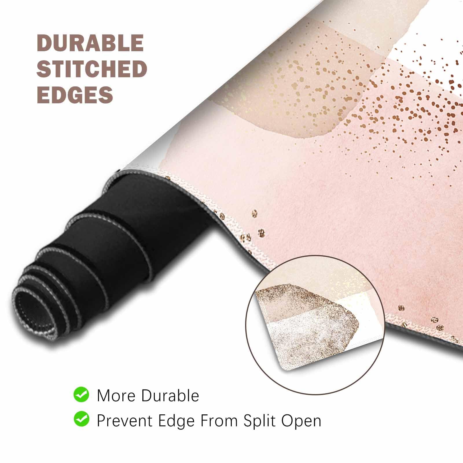 ToLuLu XXL Gaming Mouse Pad Set - 4 in 1 Desk Mat with Memory Foam Wrist Support, Keyboard Wrist Rest & Coaster for PC Gamers & Office Workers - Pink Gold (Ergonomic Pain Relief for Long Computer Sessions)