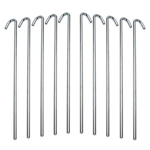 Heavy Duty Galvanized Metal Tent Stakes - Rust-Free Garden Stakes for Camping, Canopies & Yard Fencing | Durable Outdoor Tent Pegs & Garden Edging Hooks by Ram-Pro | Perfect for Backpacking, Beach Tents & Landscape Design