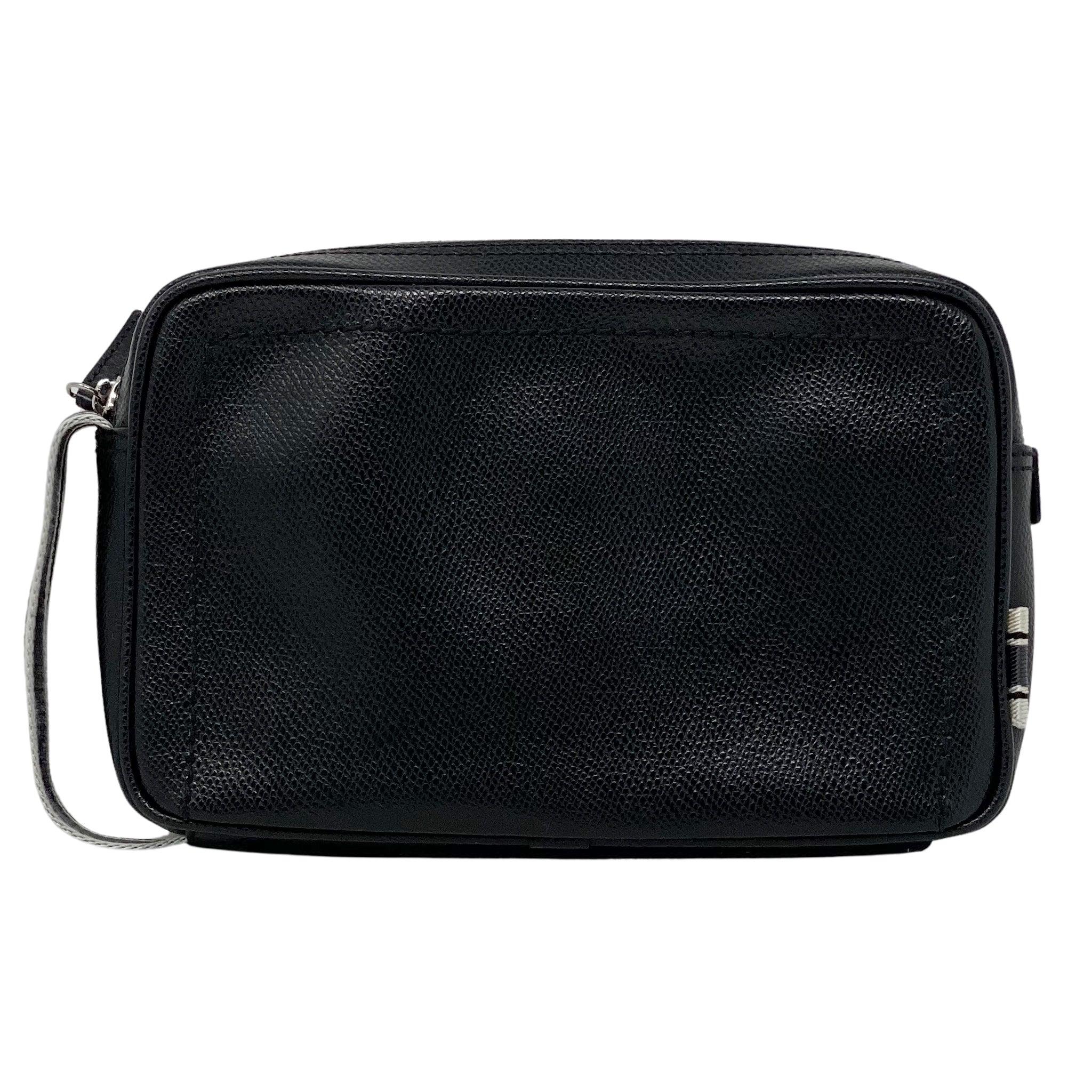 Ferragamo Black Leather Toiletry Pouch for Men & Women | Travel Cosmetic Bag | Luxury Organizer for Toiletries & Makeup | Perfect for Vacation, Gym & Business Trips
