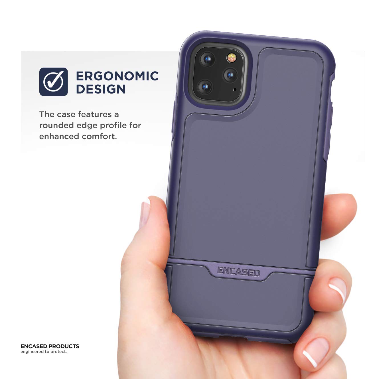 ENCASED Rebel Armor Rugged Protective Case for iPhone 11 PRO - Shockproof, Drop-Proof & Scratch-Resistant Cover (Purple) - Perfect for Outdoor Adventures, Work & Daily Use