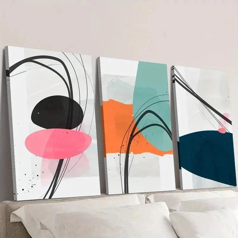 3-Piece Abstract Modern Geometric Line Wall Art Set - Framed Canvas 50x70cm | High Quality Print | 100% Australian Made | Ready to Hang | Perfect for Living Room, Bedroom & Office Decor