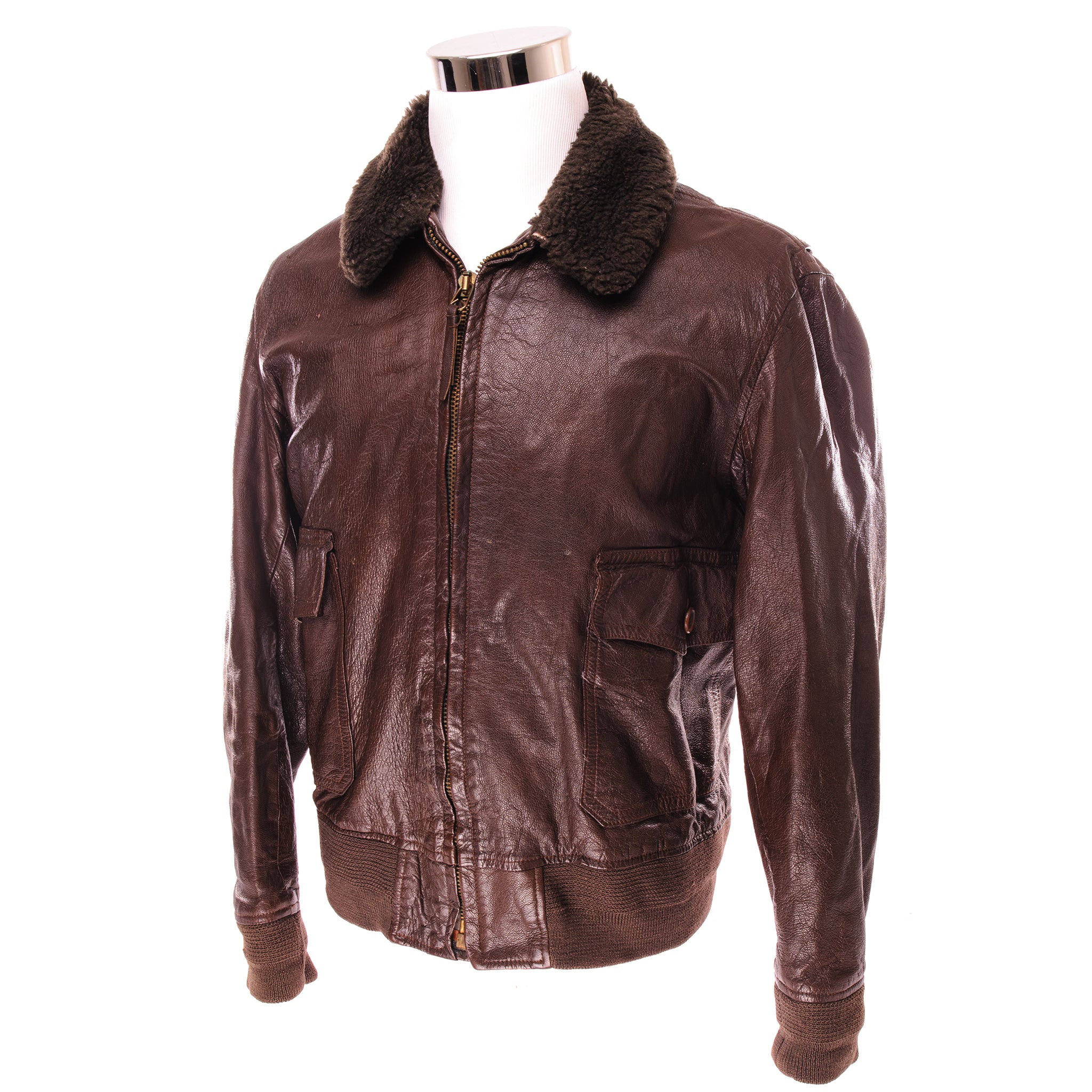 Vintage US Navy G-1 Flight Jacket Size 42 Brown Leather Bomber Jacket - 55J14 (AER) | Classic Military Aviator Style for Men | Perfect for Winter Wear, Cosplay & Vintage Fashion Collectors