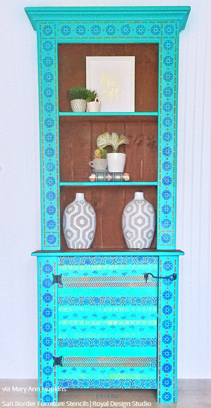 Indian Sari Border Series Furniture Stencil - Handmade Wooden Stencils for DIY Home Decor, Wall Painting & Fabric Design