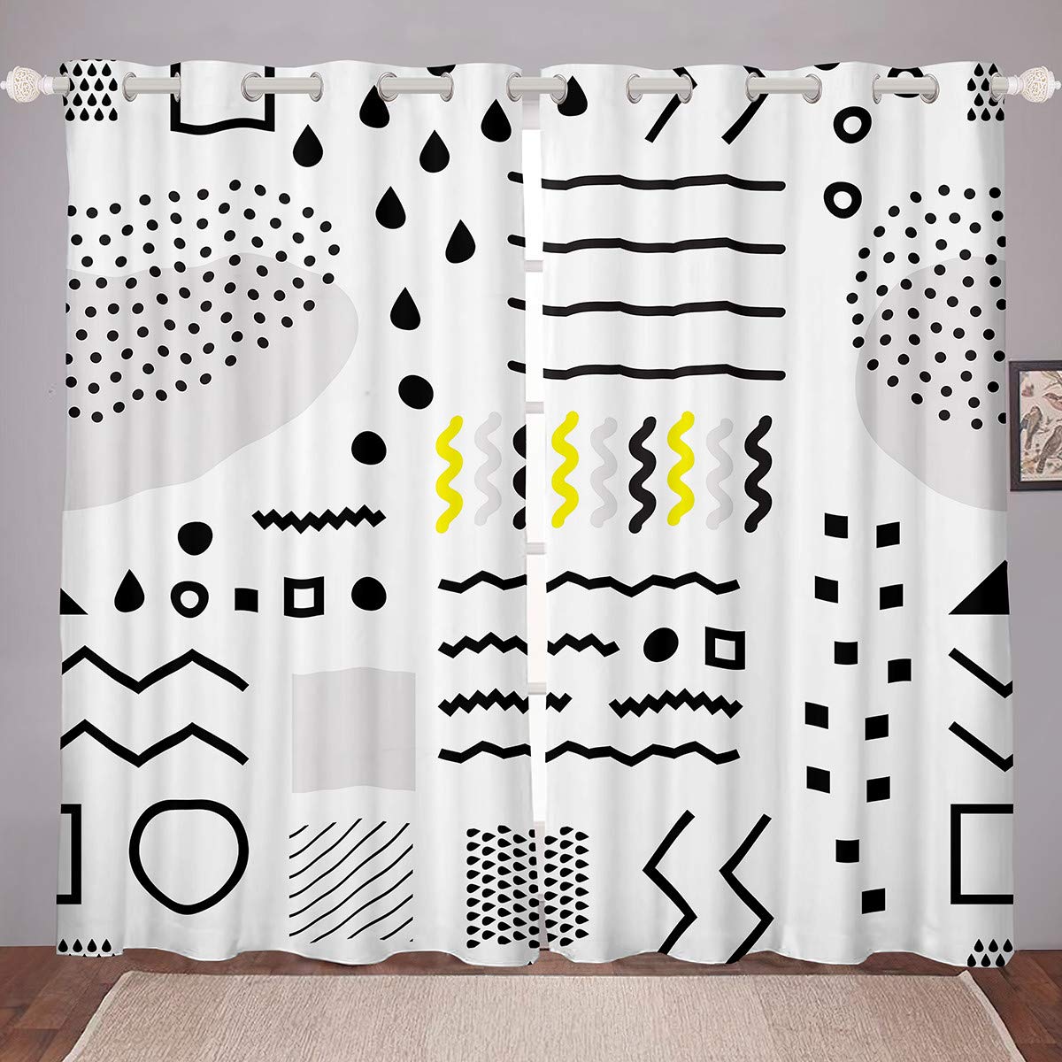 Castle Fairy Square Snowflake Geometric Grommet Curtains - Set of 2 Panels 104