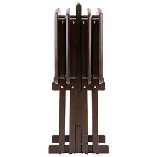 Ergode Wood Dylan 5-Piece Folding Snack Table Set - Sturdy X-Frame Base with Upright Stand, Easy Assembly, Espresso Finish - Perfect for Living Room, Patio, Parties & Small Space Entertaining