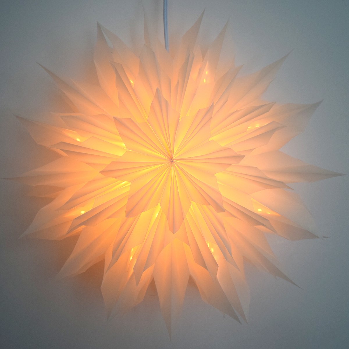 16 Inch White Apricity Snowflake Star Lantern with Pizzelle Design - Perfect for Christmas, Winter Decor, Wedding Centerpieces, Party Decorations & Home Accents - Create a Magical Holiday Ambiance