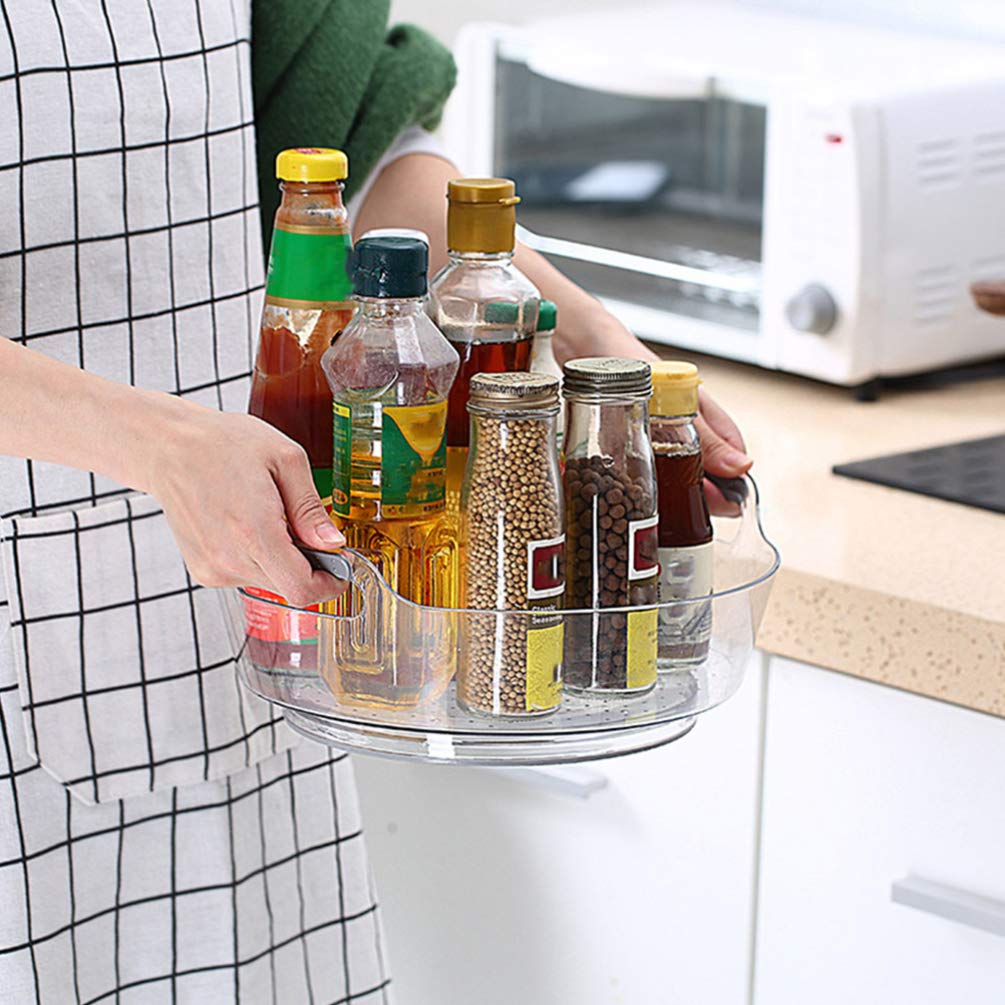 Hemoton 1-Piece Rotating Shelf - 360° Swivel Kitchen Turntable Organizer for Spices, Makeup & Bathroom Essentials | Space-Saving Cabinet Storage Tray for Vanity, Dressing Table & Countertop (Plastic) | Perfect for Pantry Organization, Cosmetic Display & Condiment Storage