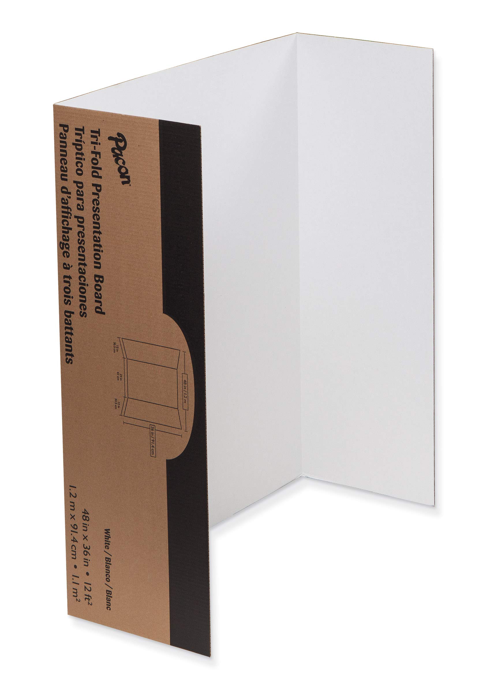 Pacon® 80% Recycled Single-Walled Tri-Fold Science Fair Presentation Boards, 48