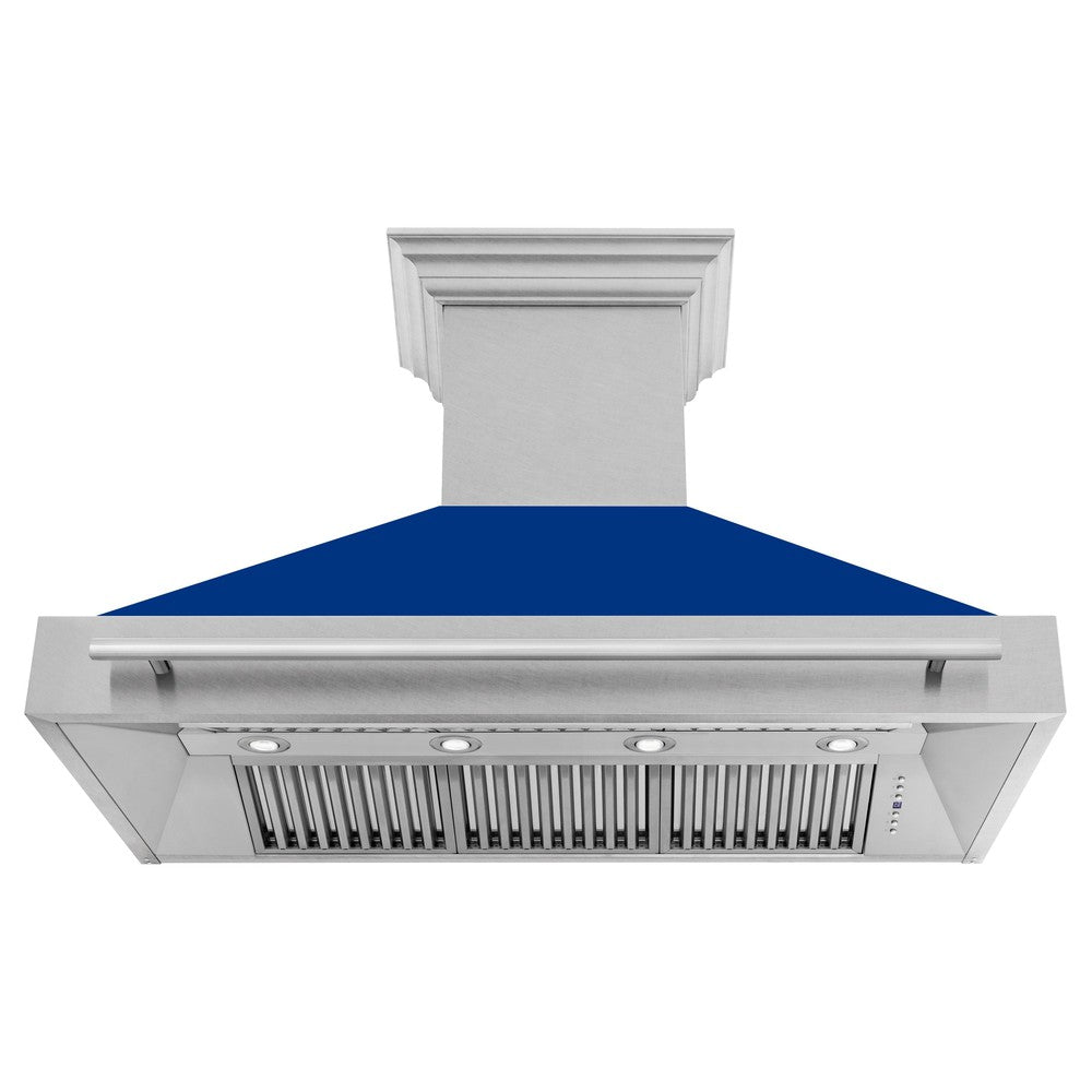 ZLINE 48-Inch Stainless Steel Wall Mount Range Hood with Satin Finish & Stainless Steel Handle (8654SNX 48) - Powerful Kitchen Ventilation for Gas Stoves & Cooking Areas