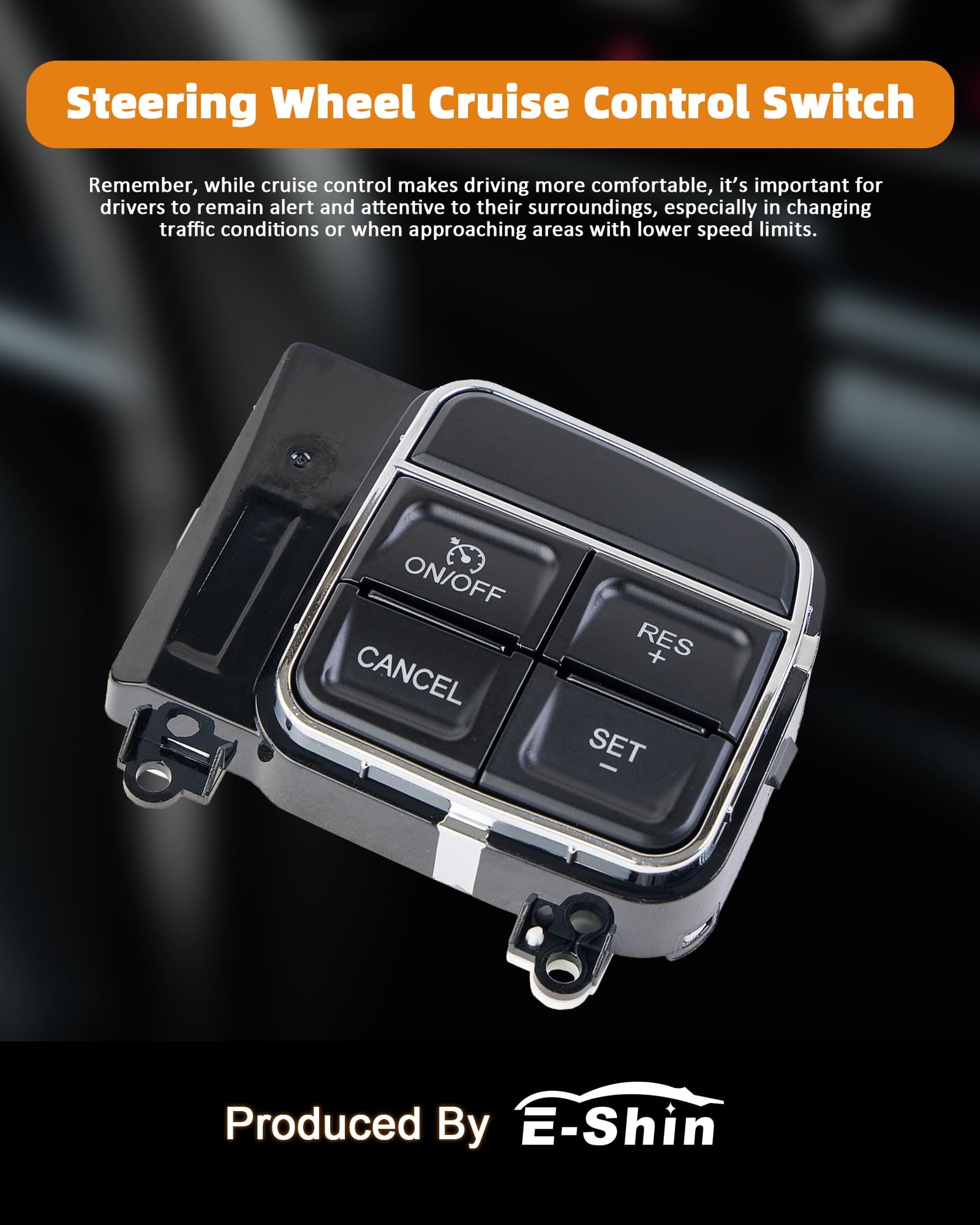 Steering Wheel Cruise Control Switch 56046252AD 56046094AF Compatible with Chrysler 300 Town & Country Dodge Charger Durango Grand Caravan Journey Ram 1500 2500 - Replacement for Non-Adaptive Cruise Control Models - Perfect for Highway Driving & Long Distance Travel