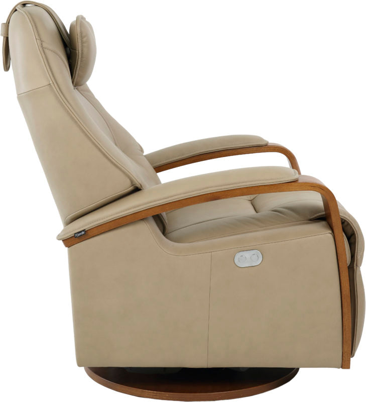 Premium Fjords Helsinki Power Recliner Chair - Electric Lift Recliner with Massage & Heat for Living Room, Home Theater, and Senior Comfort (Brown Leather)