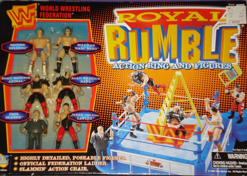 1997 WWF Jakks Pacific Mini Slammin' Action Royal Rumble Wrestling Ring & Figures Set - Vintage Collectible Wrestling Toys for Kids & Adults - Perfect for Play Battles, Display & Nostalgic Gift Giving