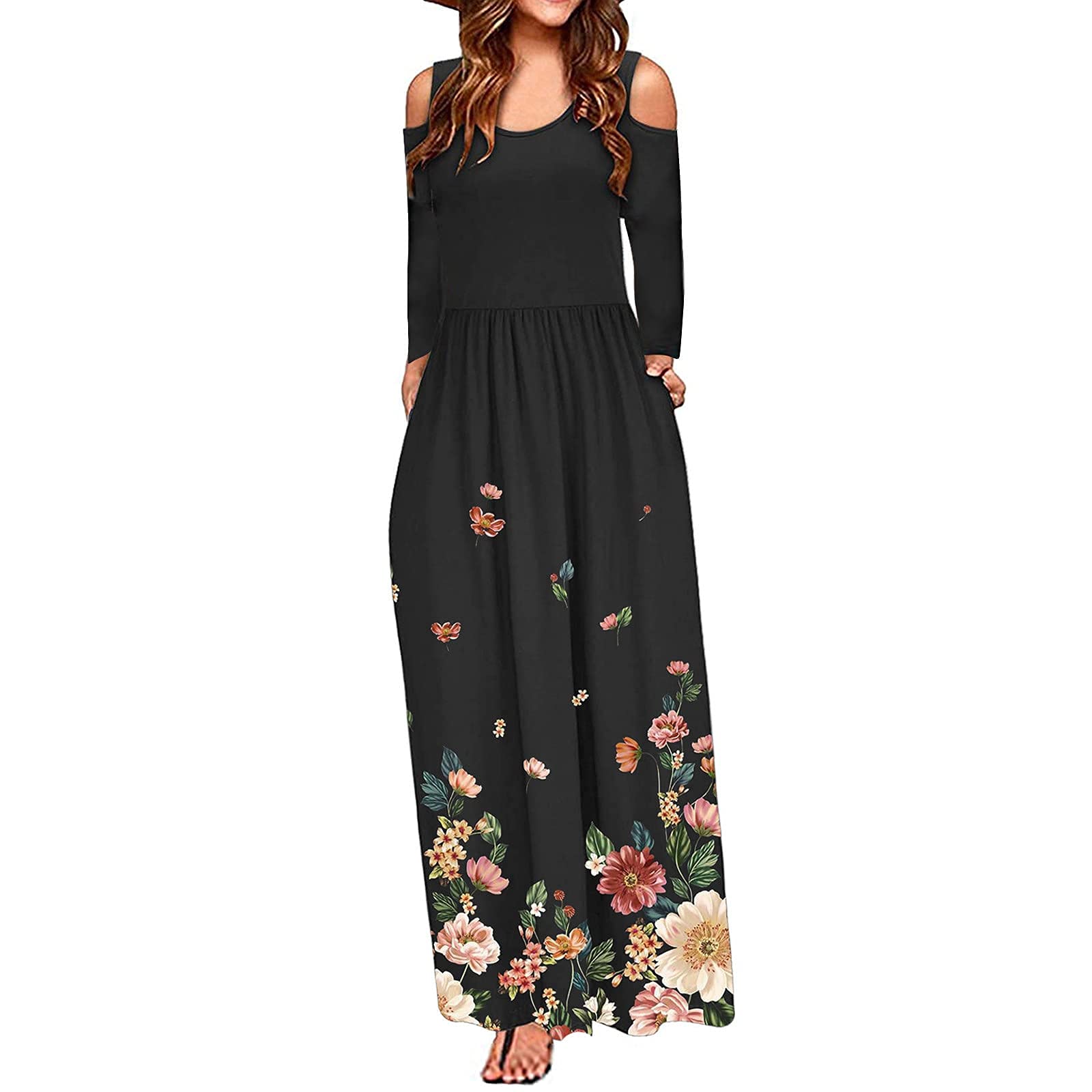 Women's Floral Summer Dresses - Hawaiian Style Casual Sundress with Pockets | Trendy Mexican Beach Dress for Ladies | Perfect for Vacation, Pool Party & Tropical Getaways