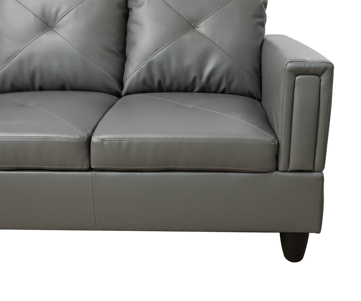 Ainehome Modern L-Shaped Leather Sectional Sofa Set - 3 Piece Left-Facing Chaise, Dark Grey - Perfect for Living Rooms, Apartments & Small Spaces | Comfortable Lounge Seating for Family Gatherings & Movie Nights