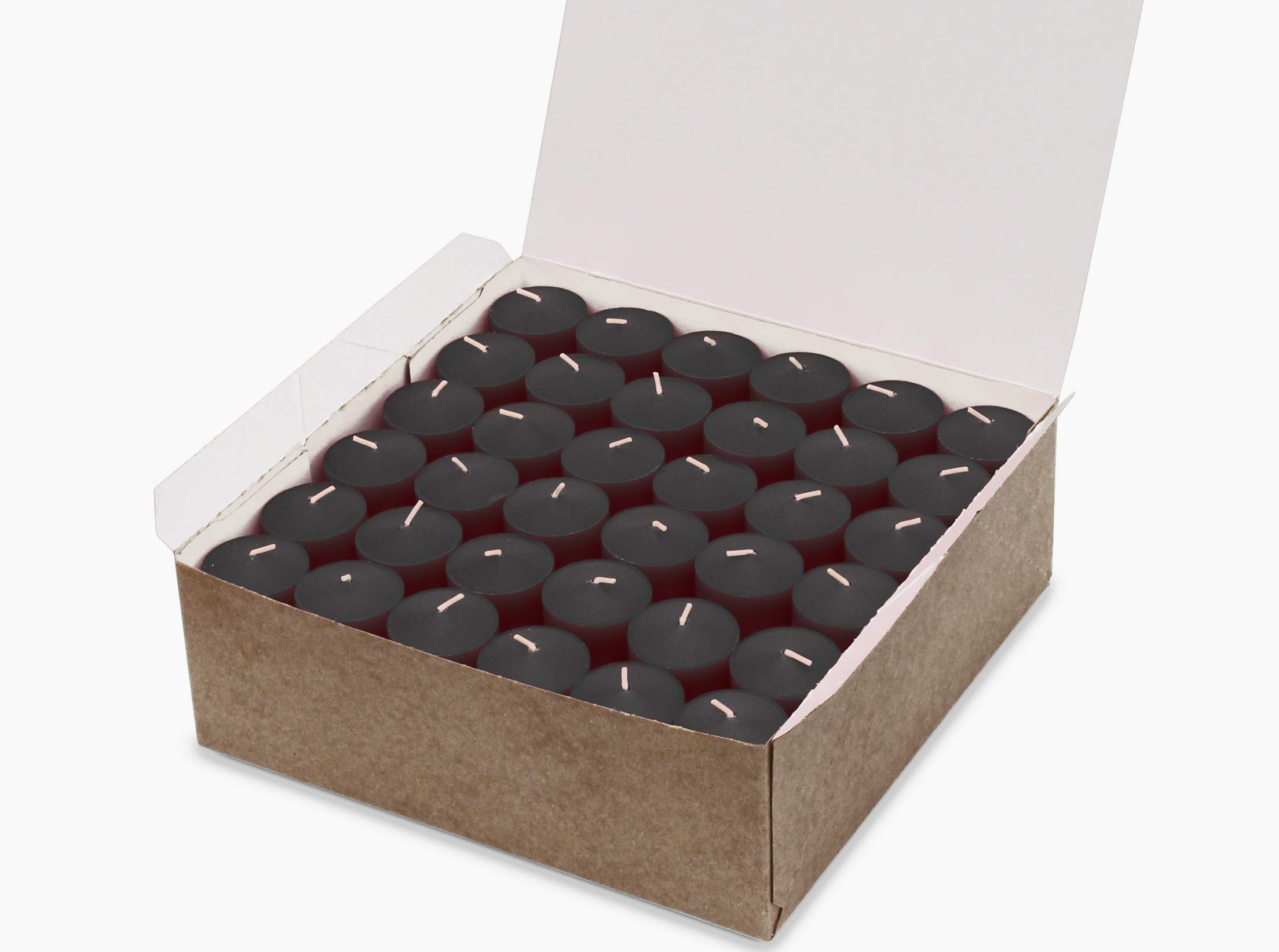 72-Pack Black Unscented Votive Candles Bulk for Wedding, Dinner, Halloween & Holiday Decorations - Made in USA - Perfect for Centerpieces, Candlelight Dinners & Seasonal Displays