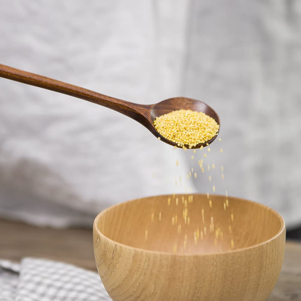 4-Piece Japanese Style Wooden Mixing Spoons Set - Long Handle Wooden Soup & Stirring Spoons for Cooking, Baking & Serving - Perfect for Kitchen, Dining & Gifts